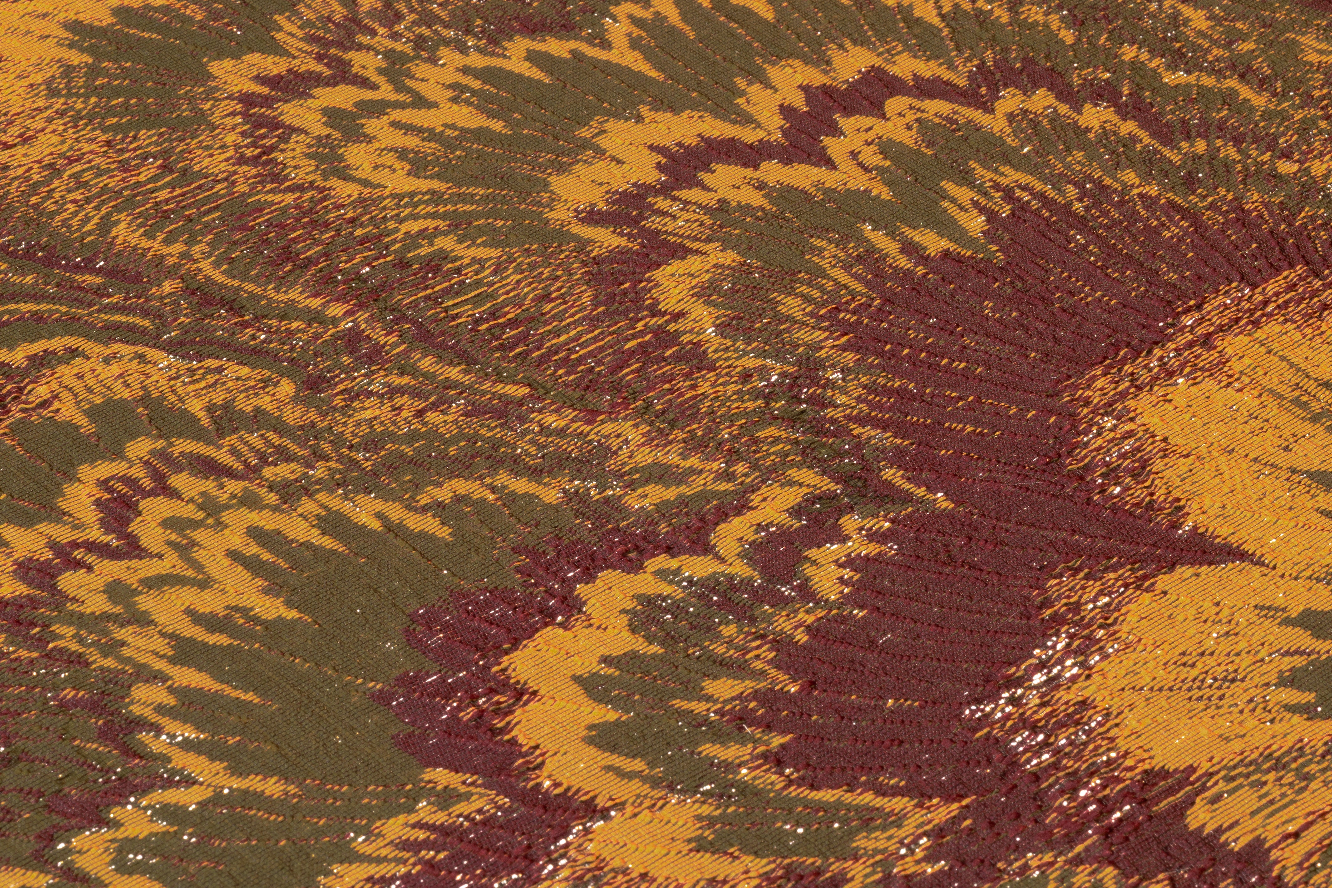 Abstract Metallic Italian Brocade - Burgundy / Olive / Gold