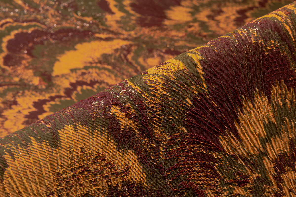 Abstract Metallic Italian Brocade - Burgundy / Olive / Gold