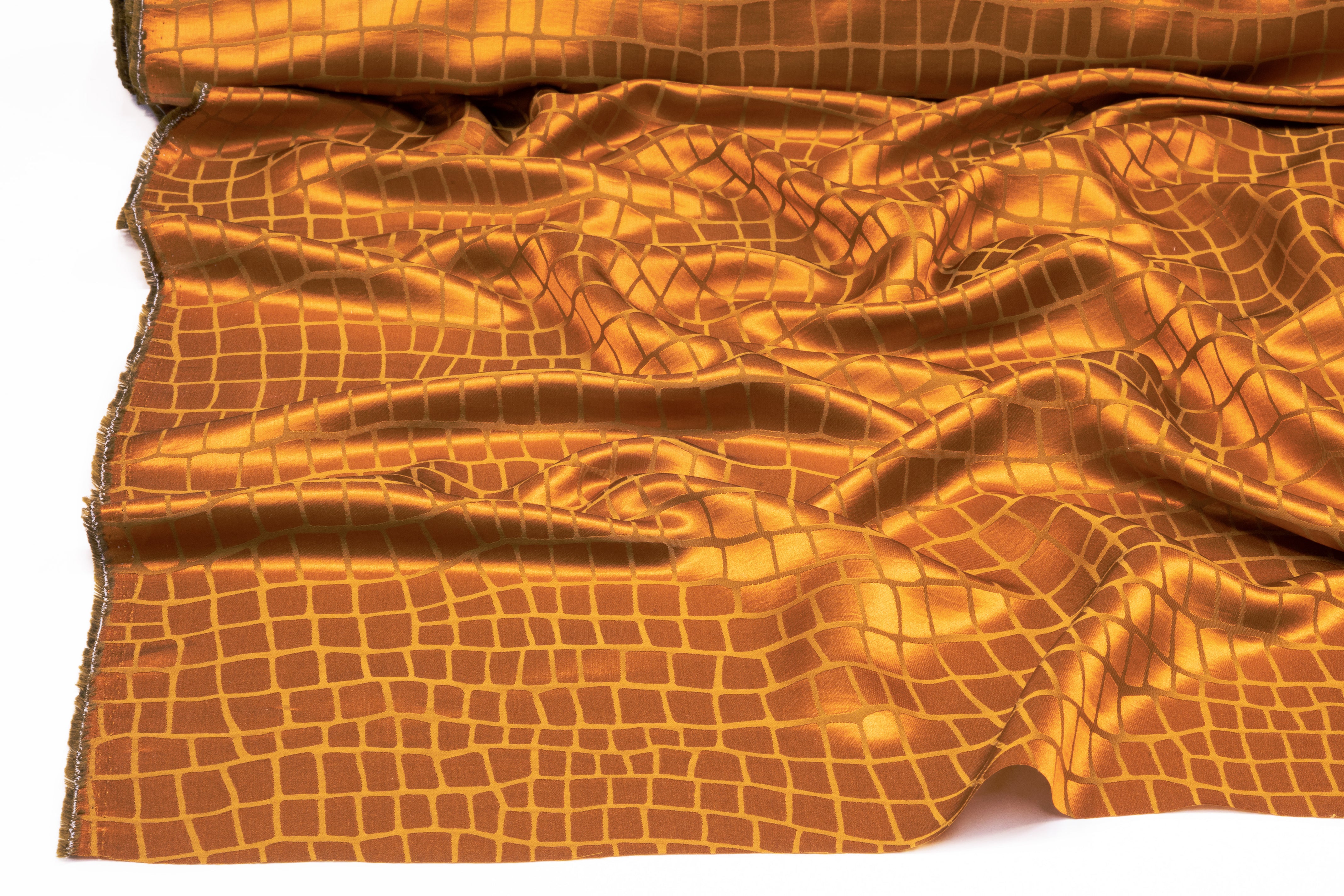 Crocodile Italian Silk Viscose Satin Jacquard - Copper