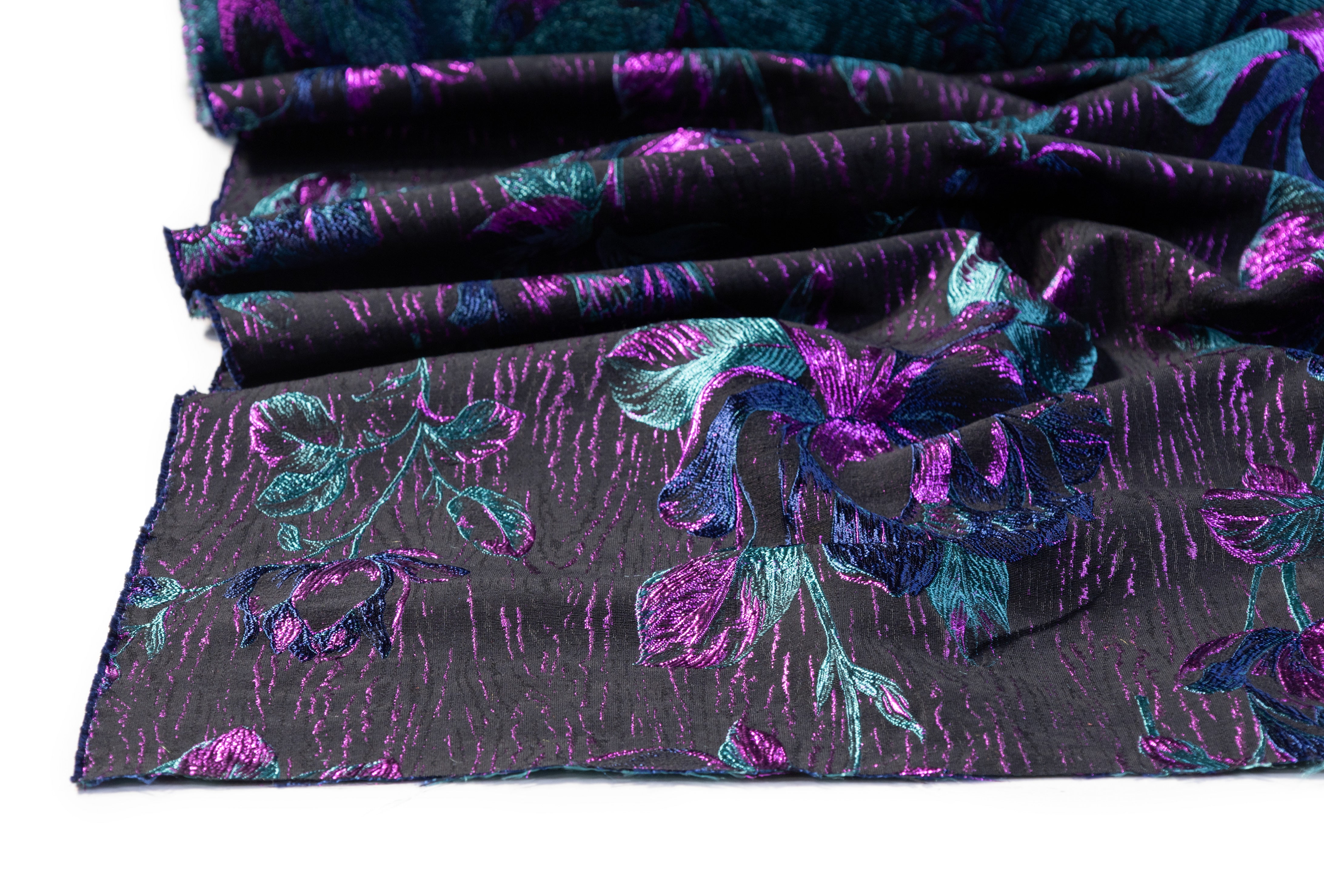 Floral Italian Brocade - Purple / Teal / Blue