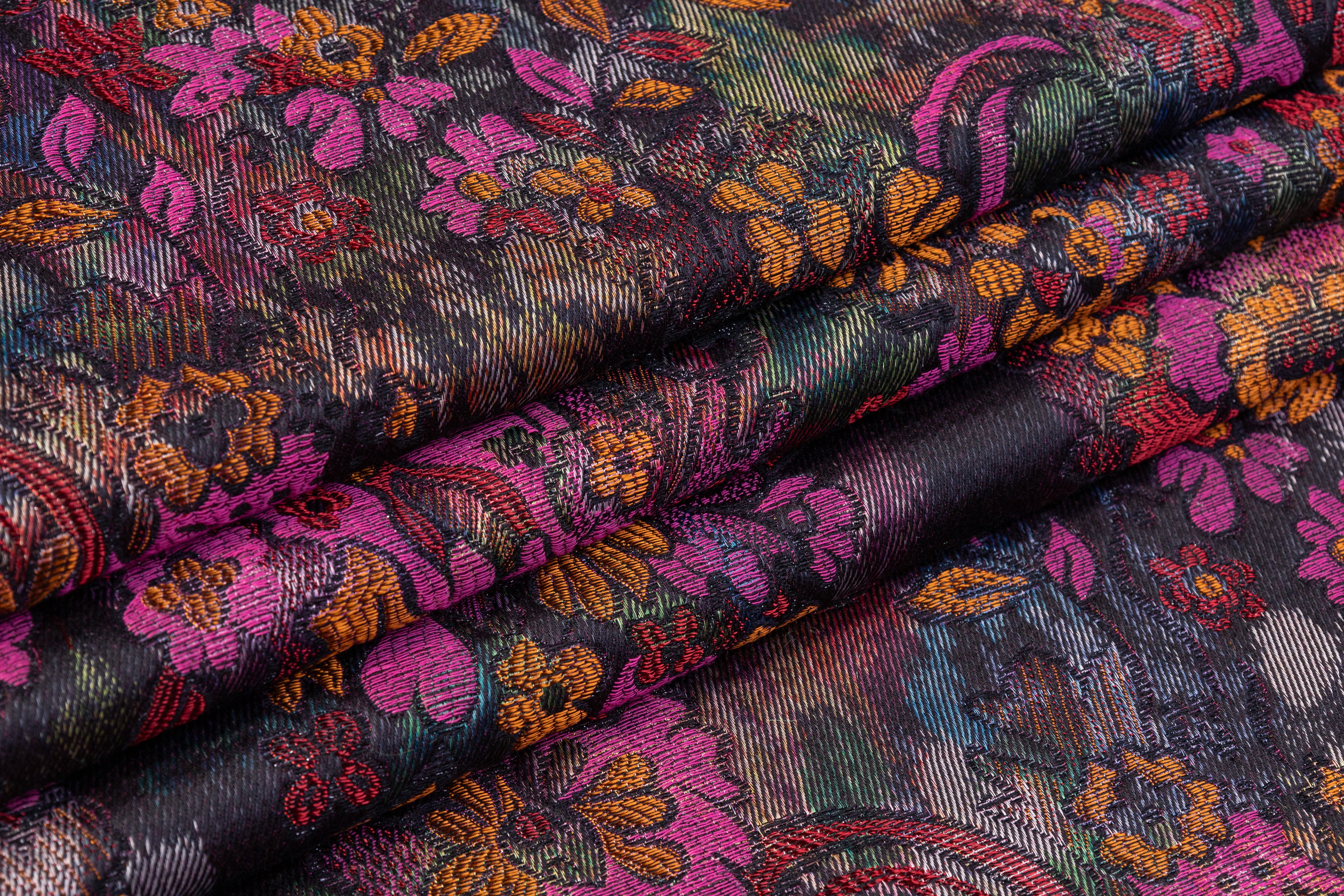 Floral Metallic Italian Chiné Brocade - Fuchsia