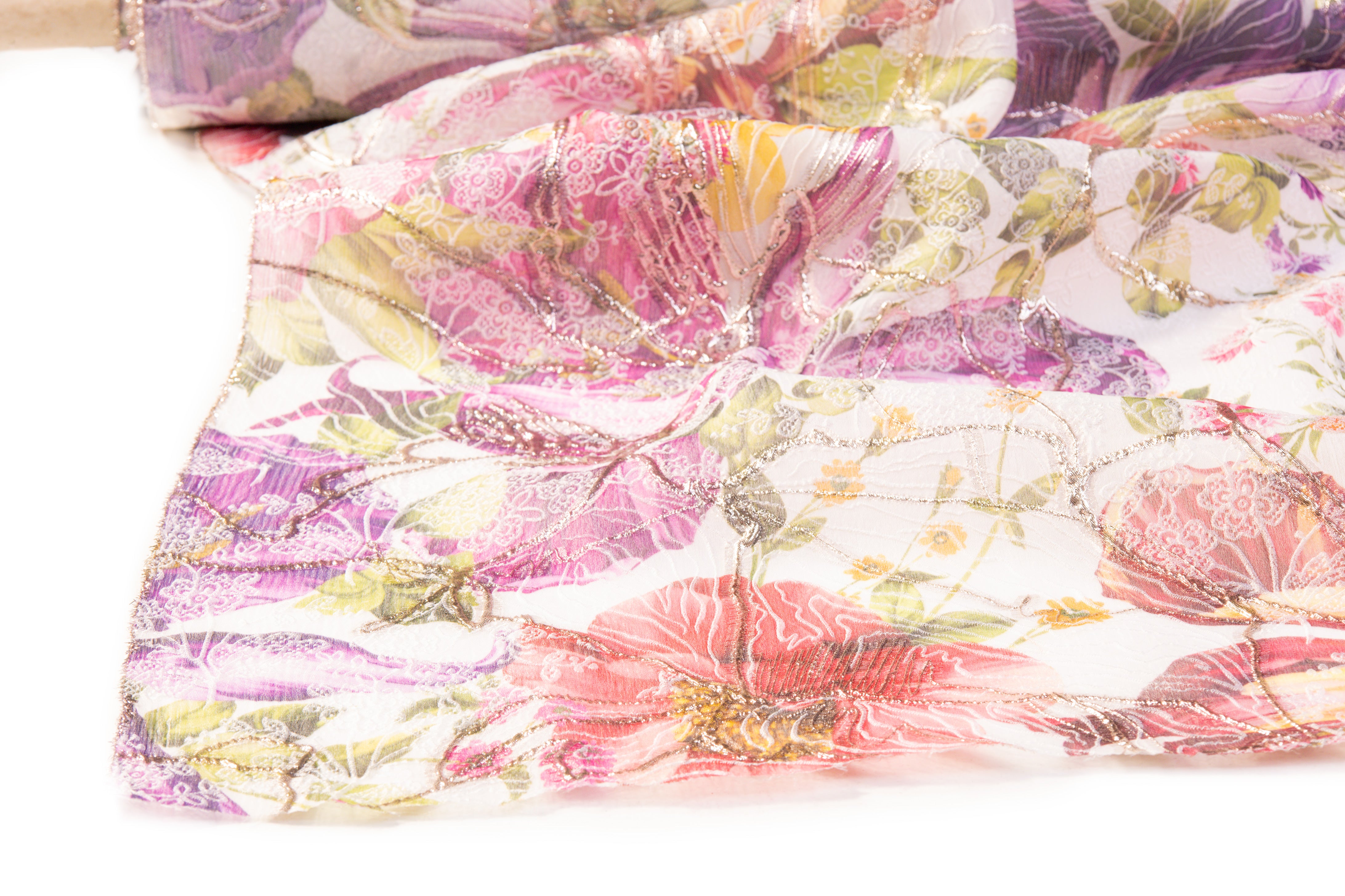 Floral Metallic Italian Silk Brocade - Multicolor