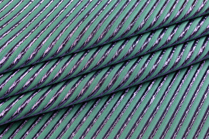 Diagonal Striped Metallic Brocade - Green / Purple