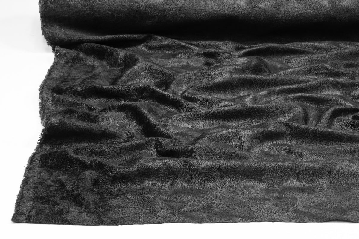 Abstract Italian Textured Chenille - Black