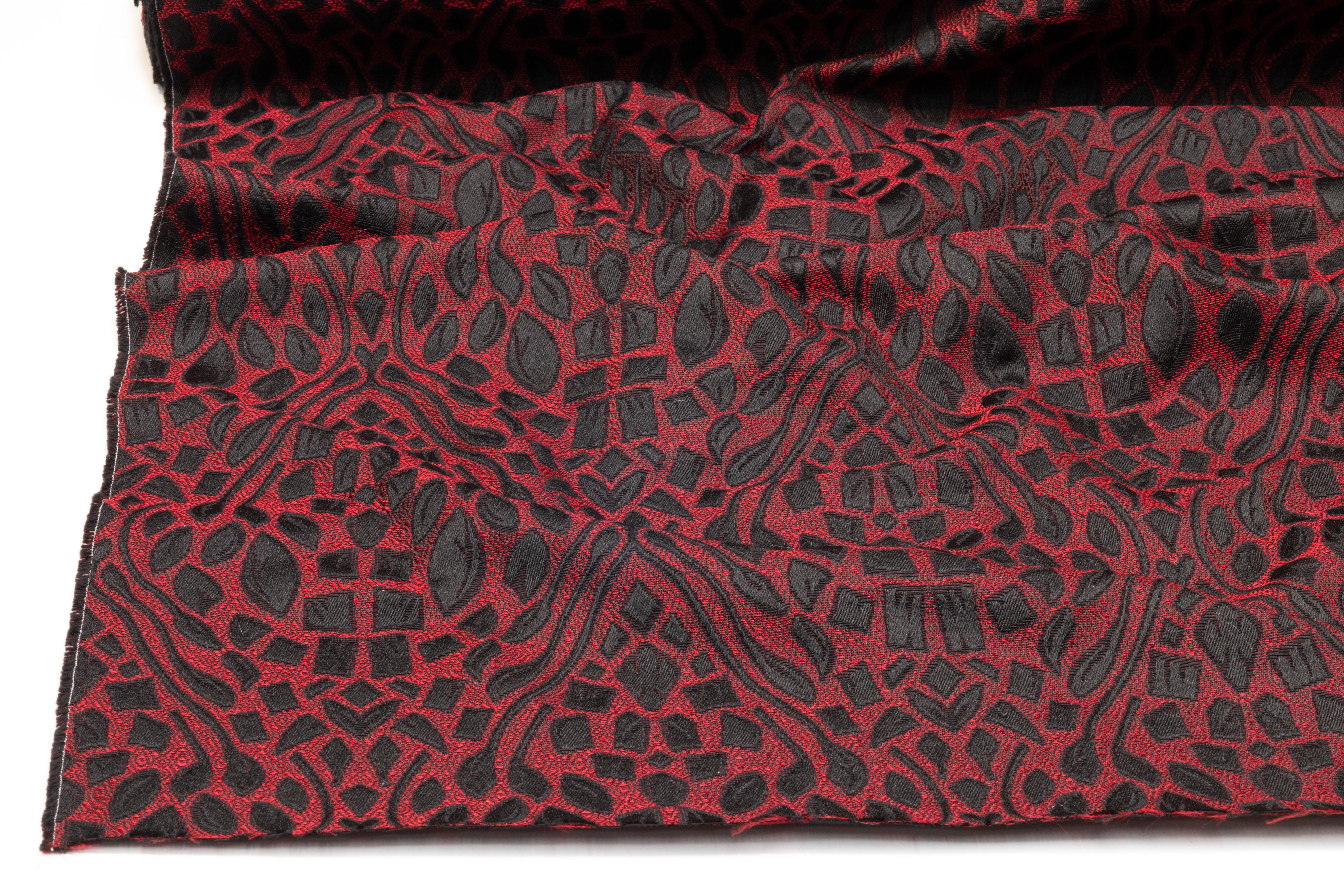 Abstract Italian Brocade - Red / Black