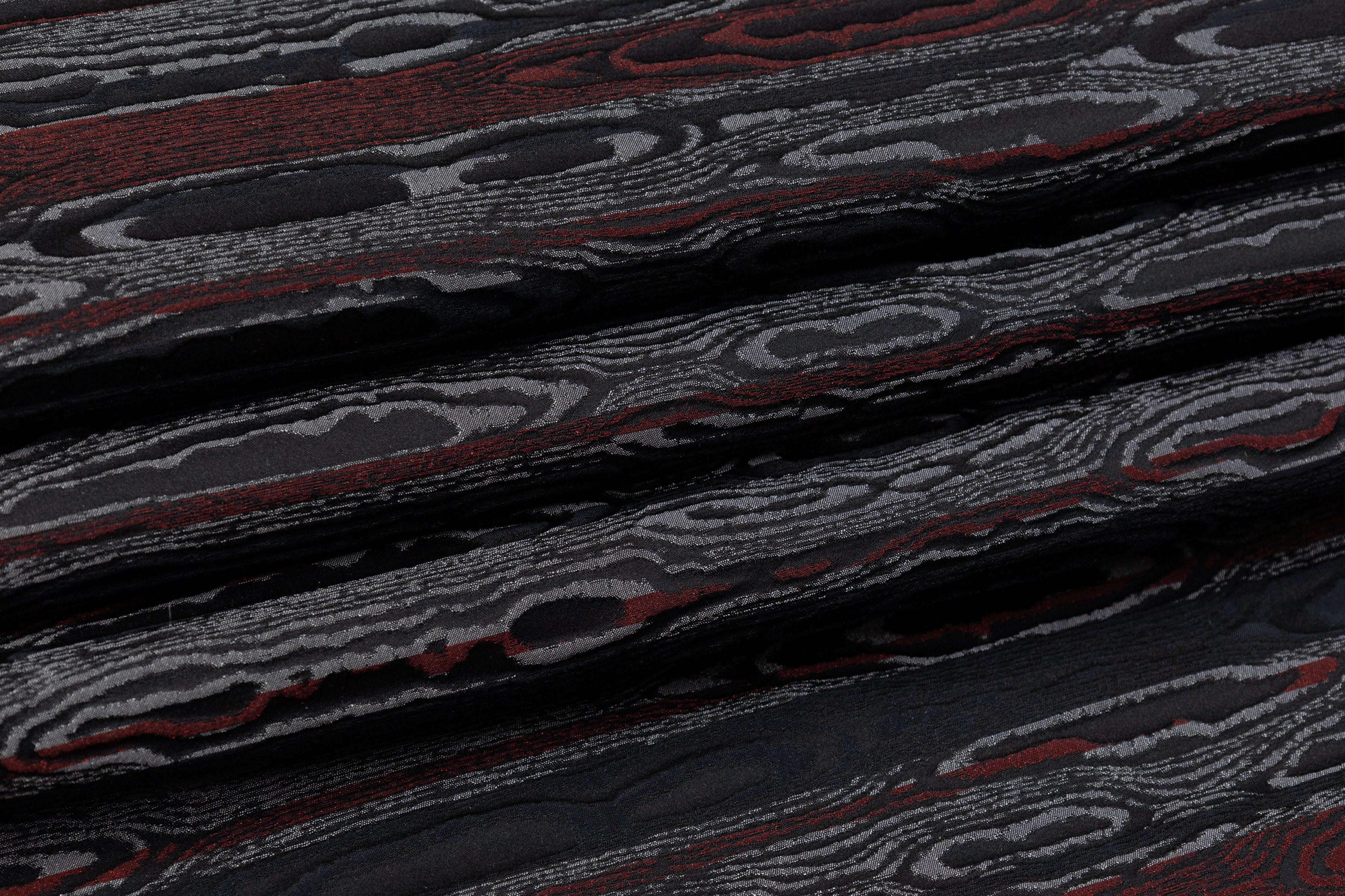 Abstract Striped Silk Blend Brocade - Black