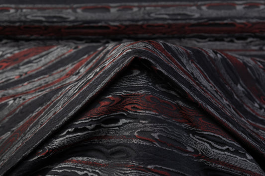 Abstract Striped Silk Blend Brocade - Black