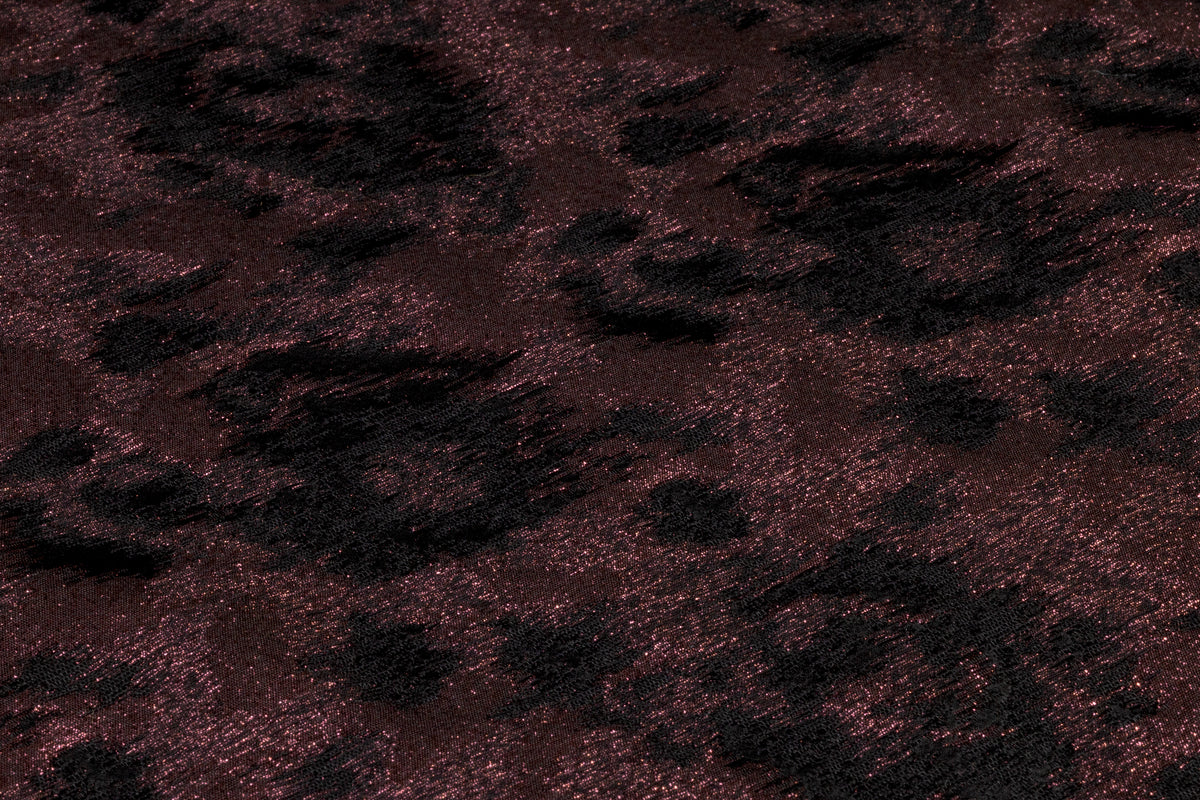 Abstract Metallic Italian Brocade - Black / Deep Rose