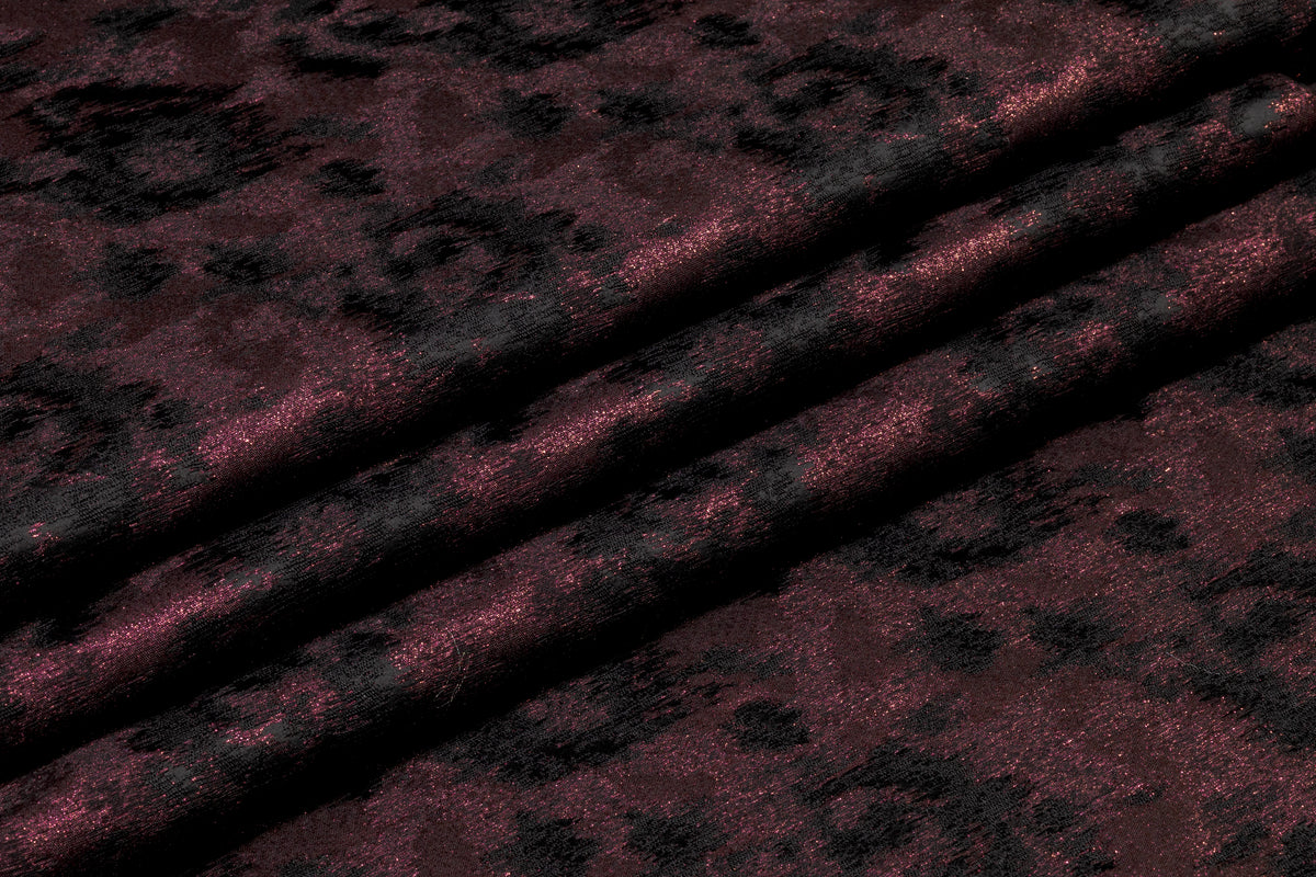 Abstract Metallic Italian Brocade - Black / Deep Rose
