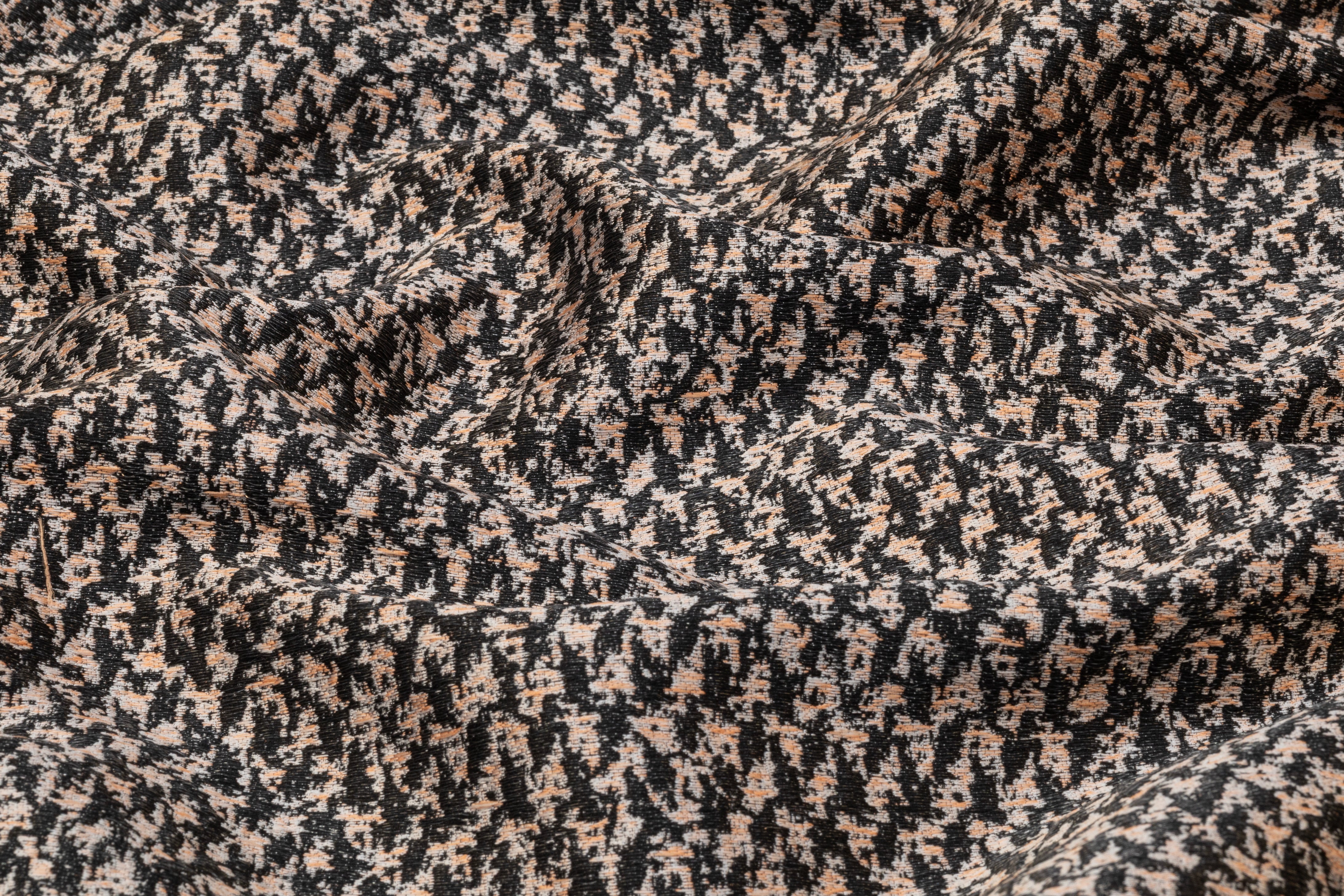 Textured Italian Brocade - Peach / Charcoal