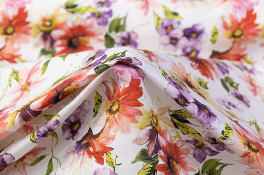 Floral Italian Linen - White / Multicolor