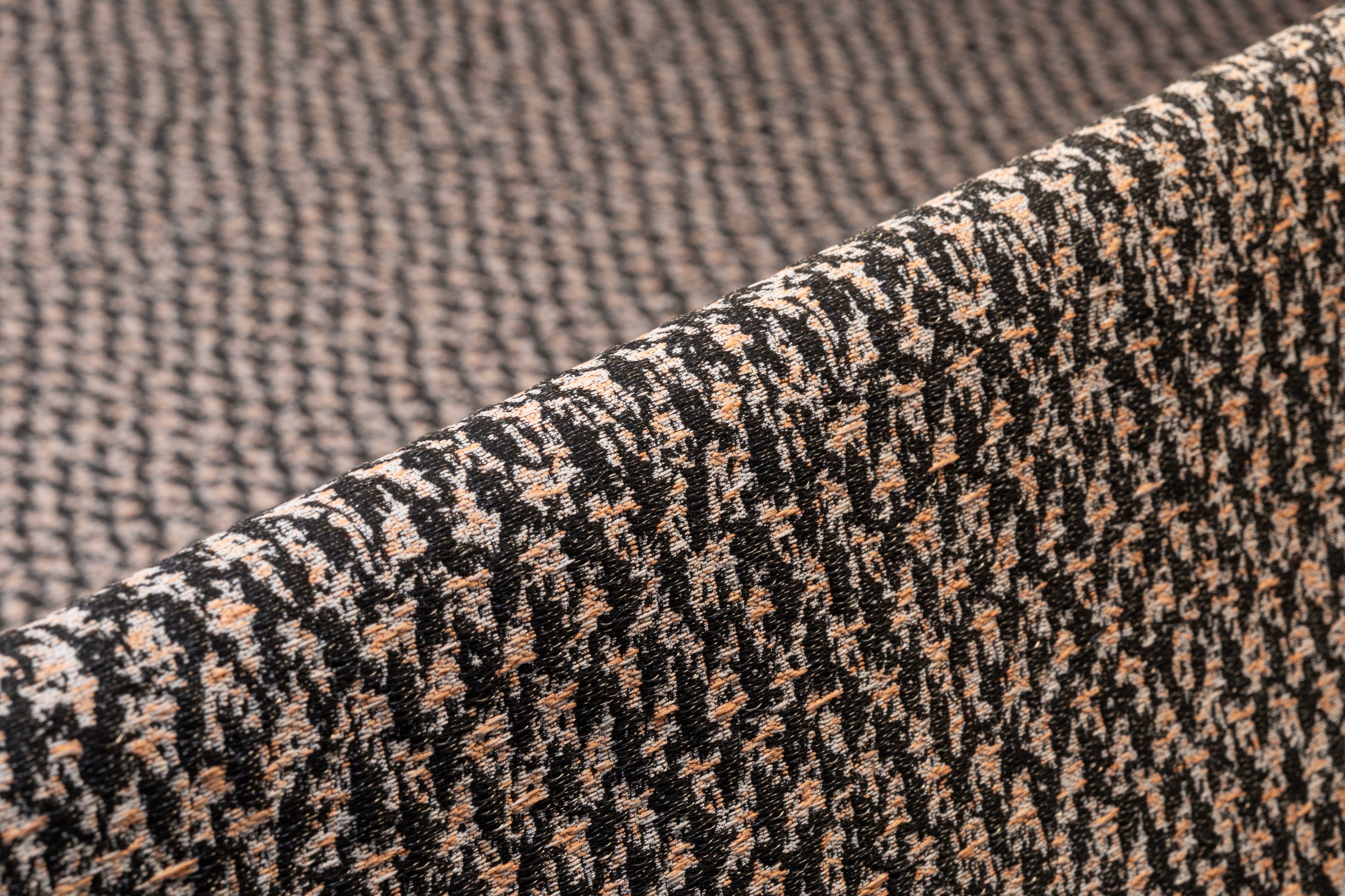 Textured Italian Brocade - Peach / Charcoal