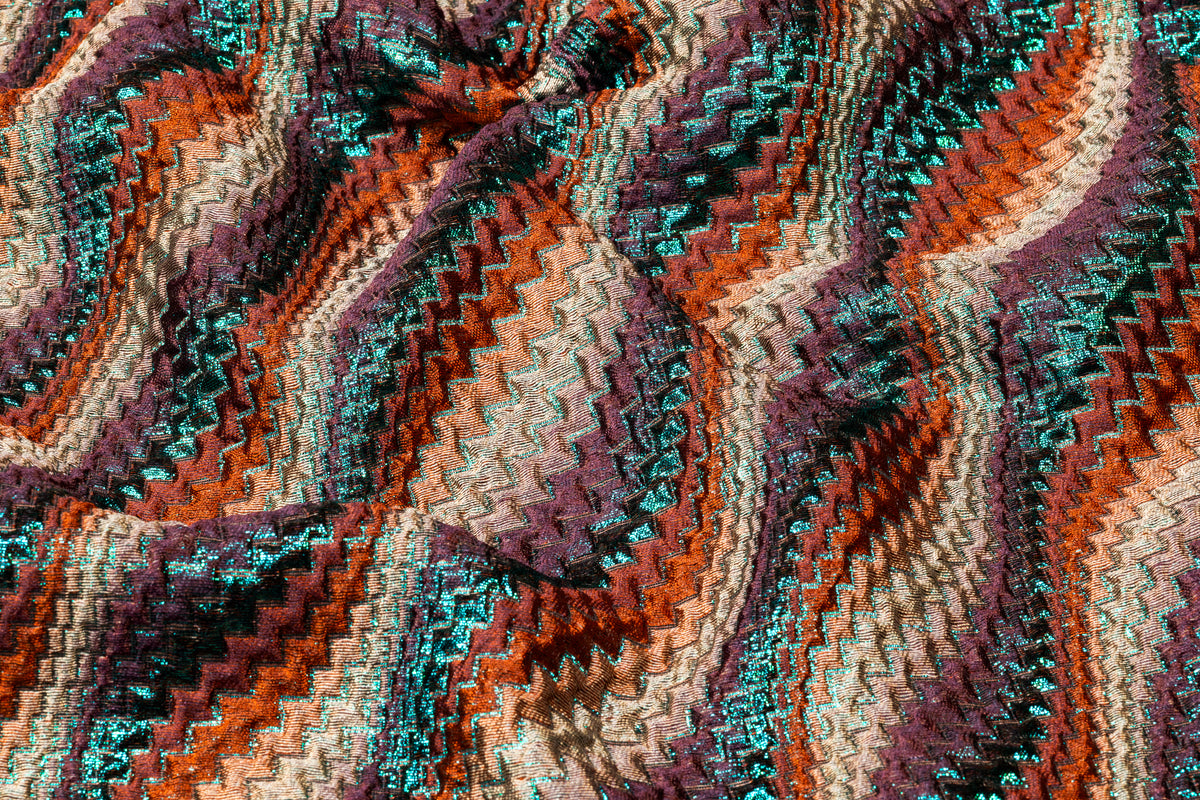 Abstract Metallic Italian Cloqué Brocade - Multicolor