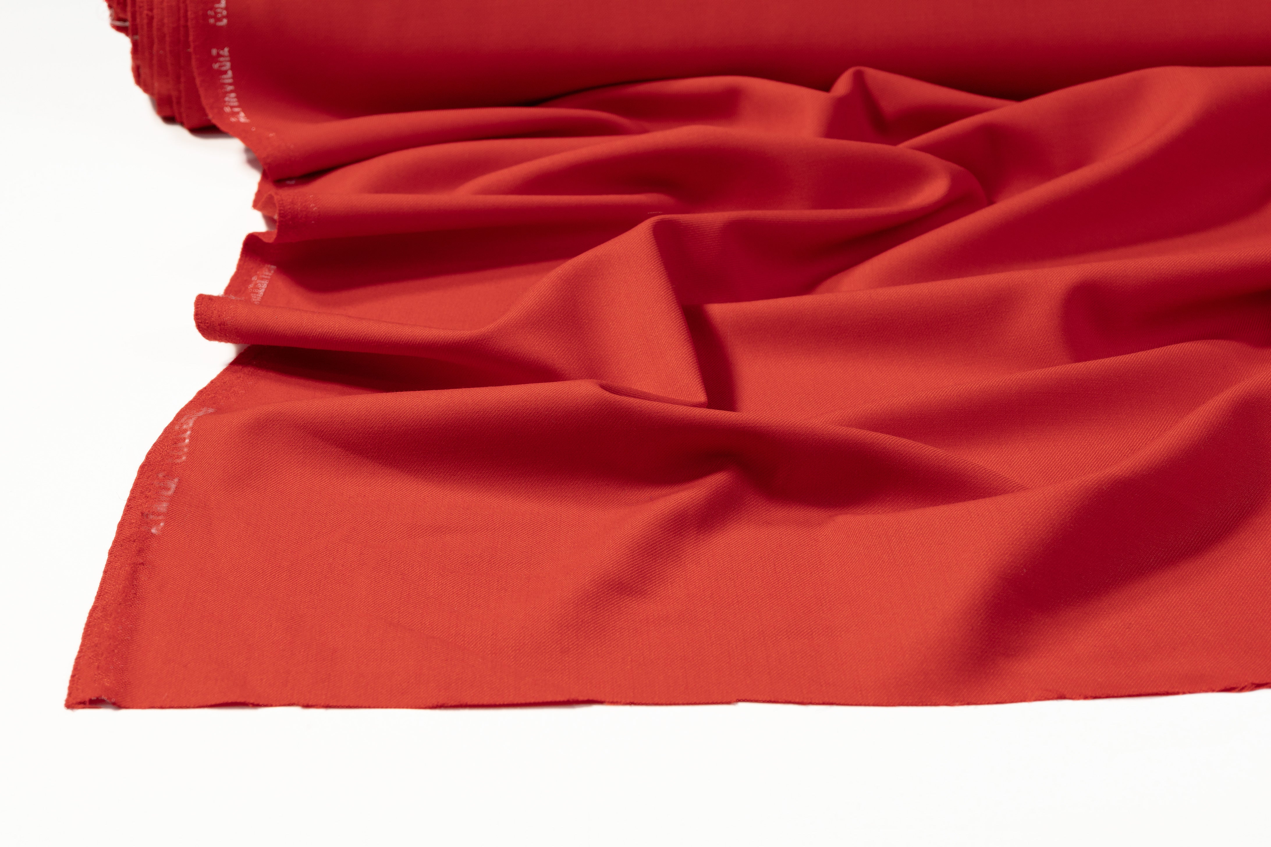 Poly Wool Stretch Suiting - Red