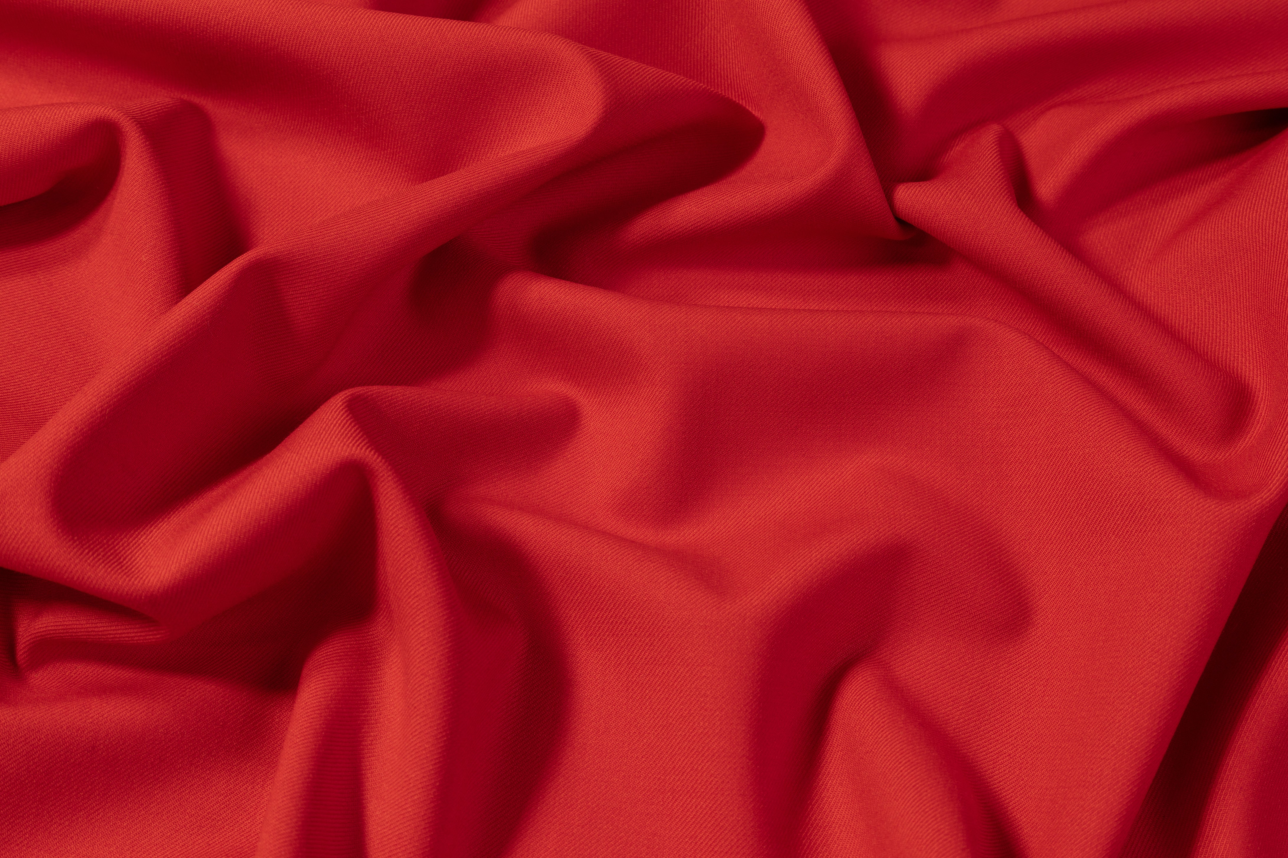 Poly Wool Stretch Suiting - Red