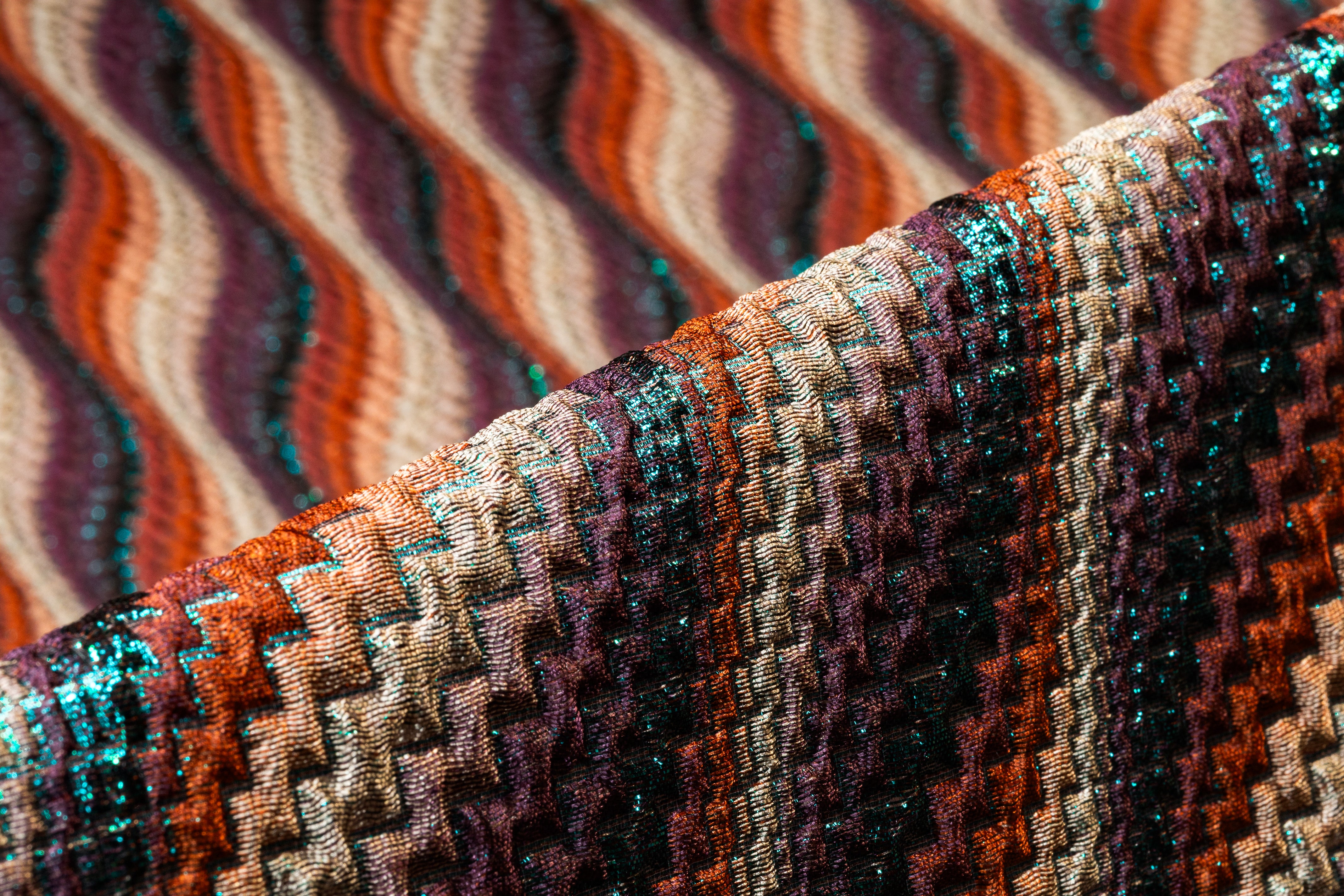 Abstract Metallic Italian Cloqué Brocade - Multicolor