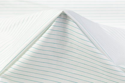 Striped Italian linen - White / Teal Green