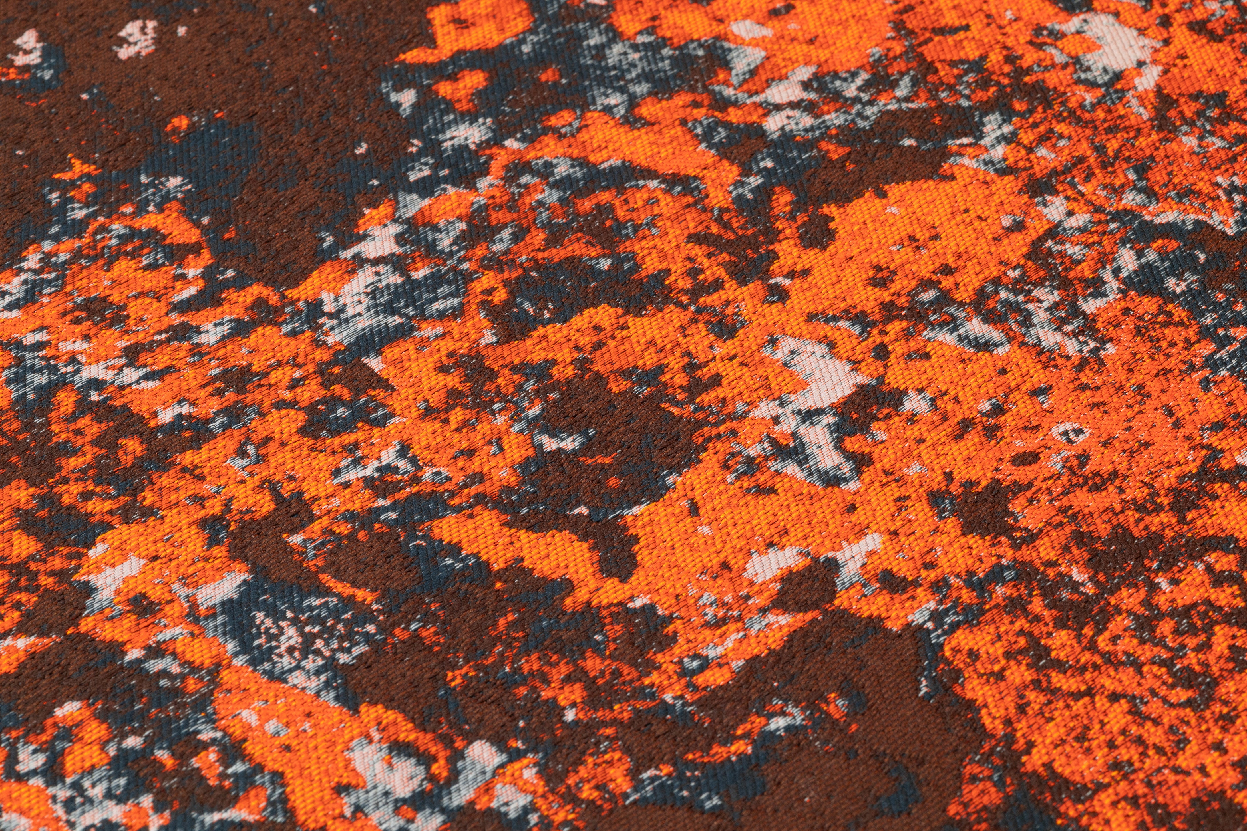 Abstract Italian Cotton Blend Brocade - Orange / Navy / Brown