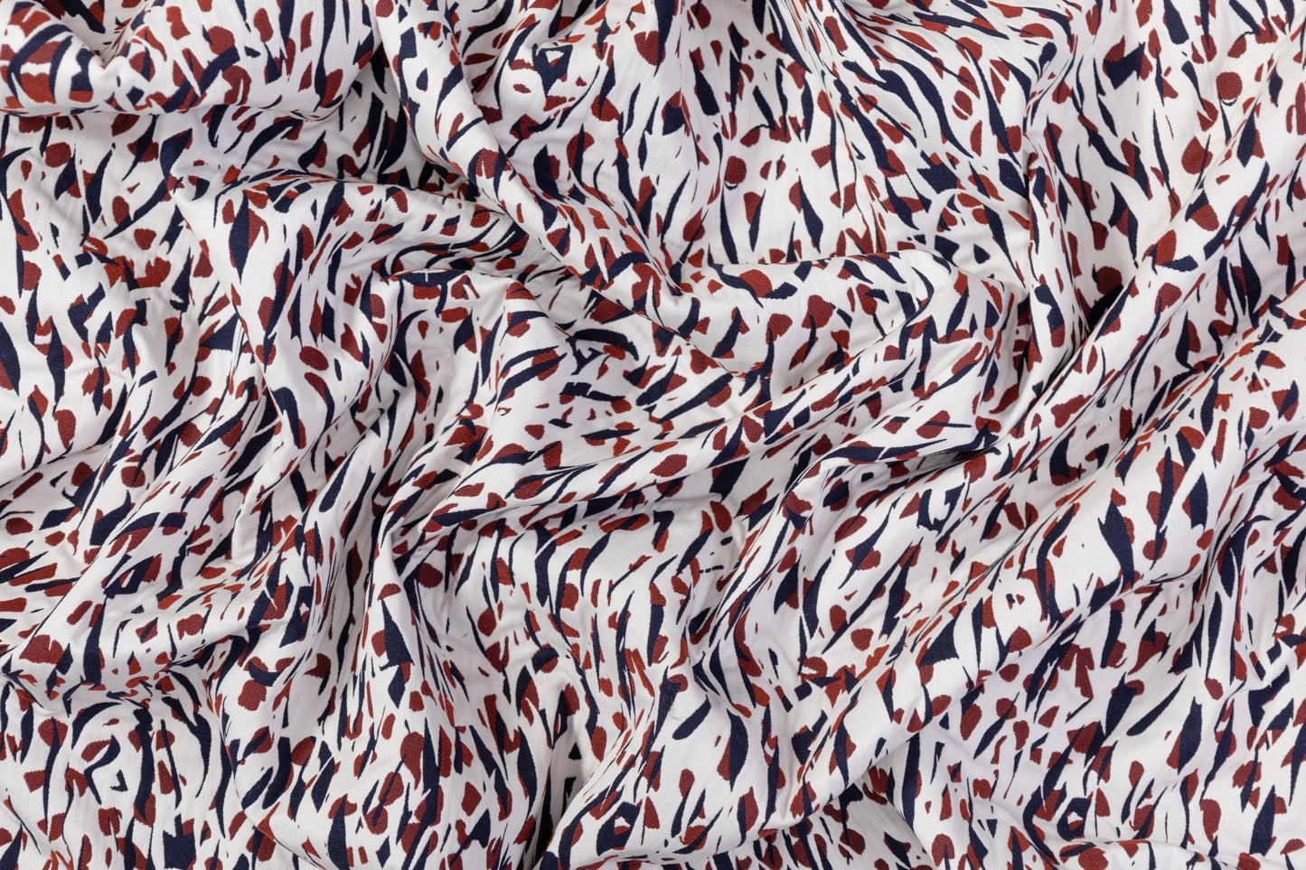 Abstract Italian Cotton Nylon Brocade - Navy / Red / White