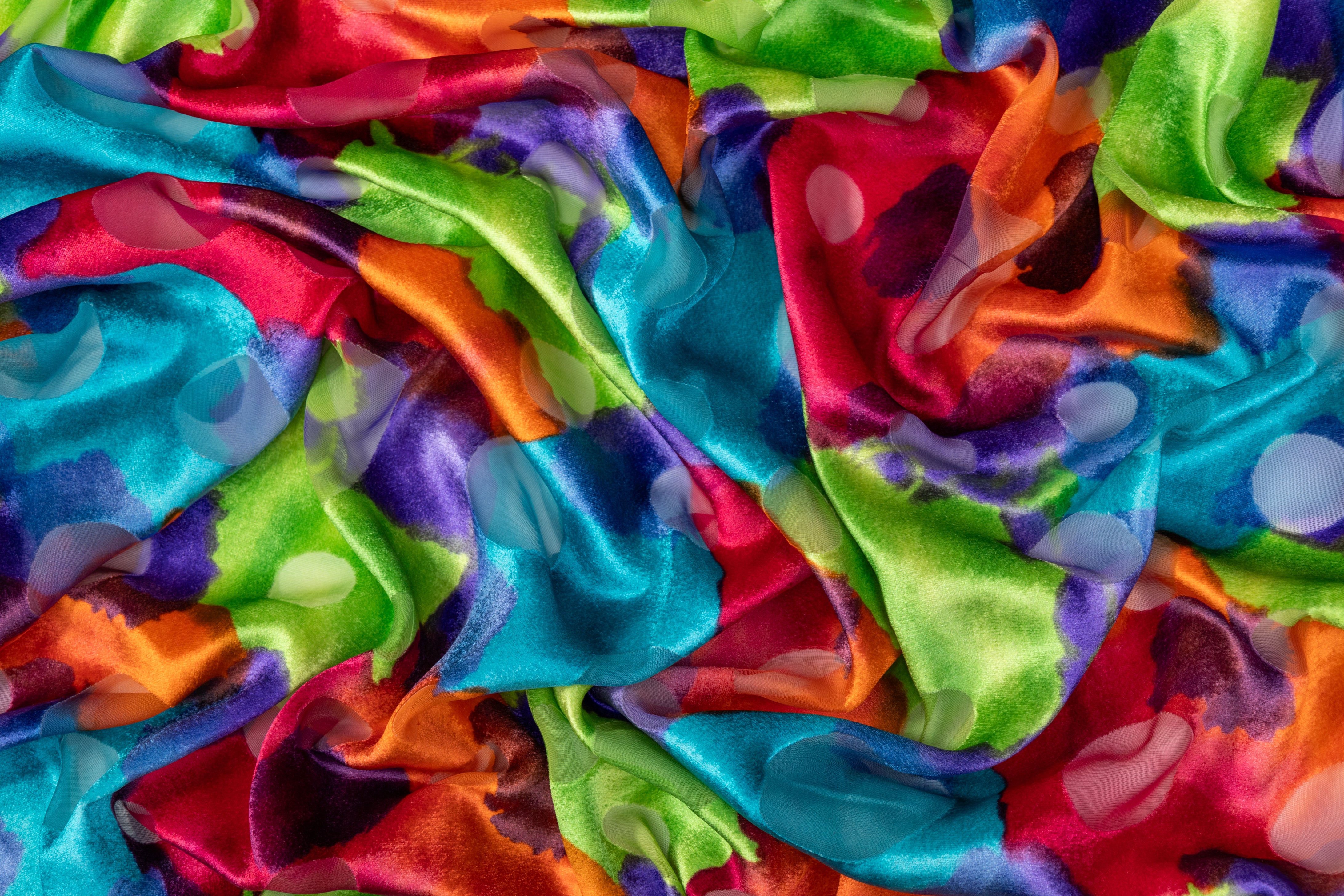 Abstract Italian Silk Viscose Velvet Burnout - Multicolor
