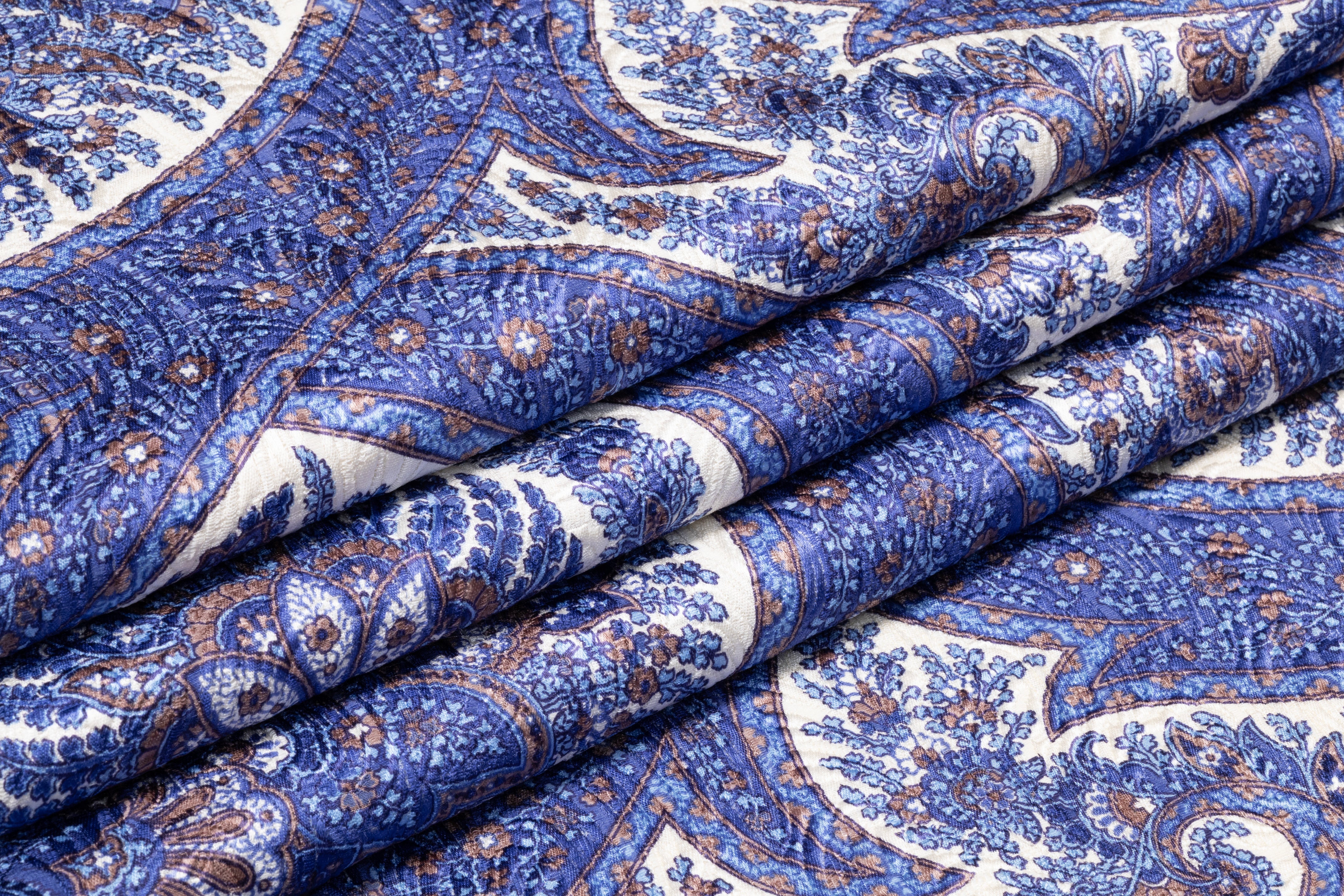 Emanuel Ungaro - Printed Italian Silk Blend Matelassé - Blue