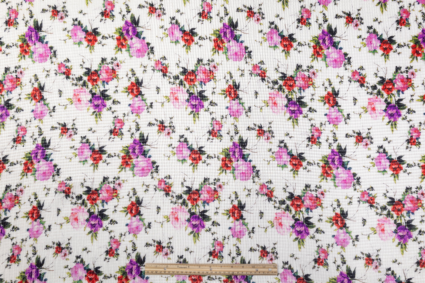 Italian Metallic Seersucker Silk Print - White / Multicolor