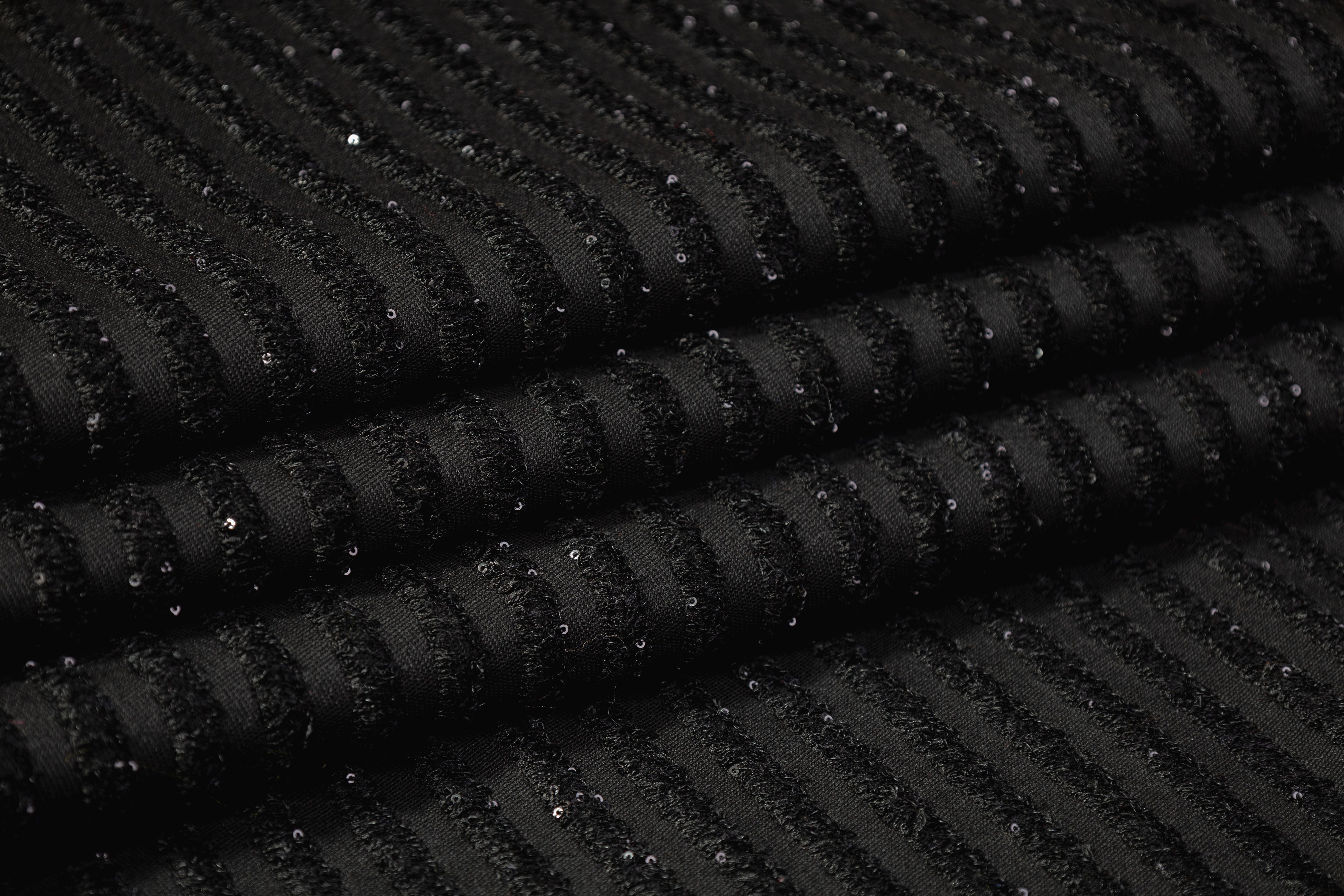 Piacenza - Embroidered Italian Wool - Black