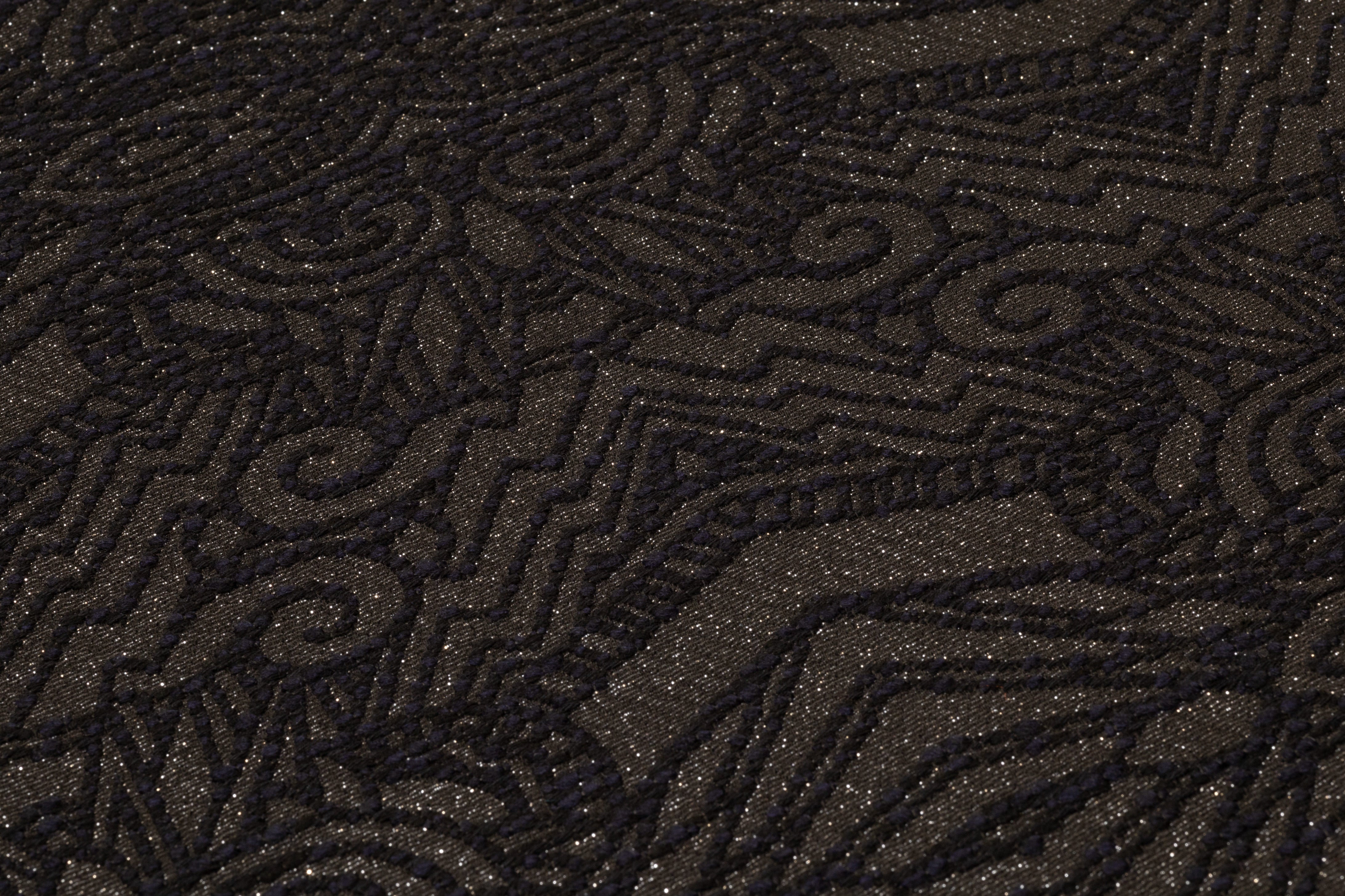 Metallic Italian Brocade - Black / Navy / Silver