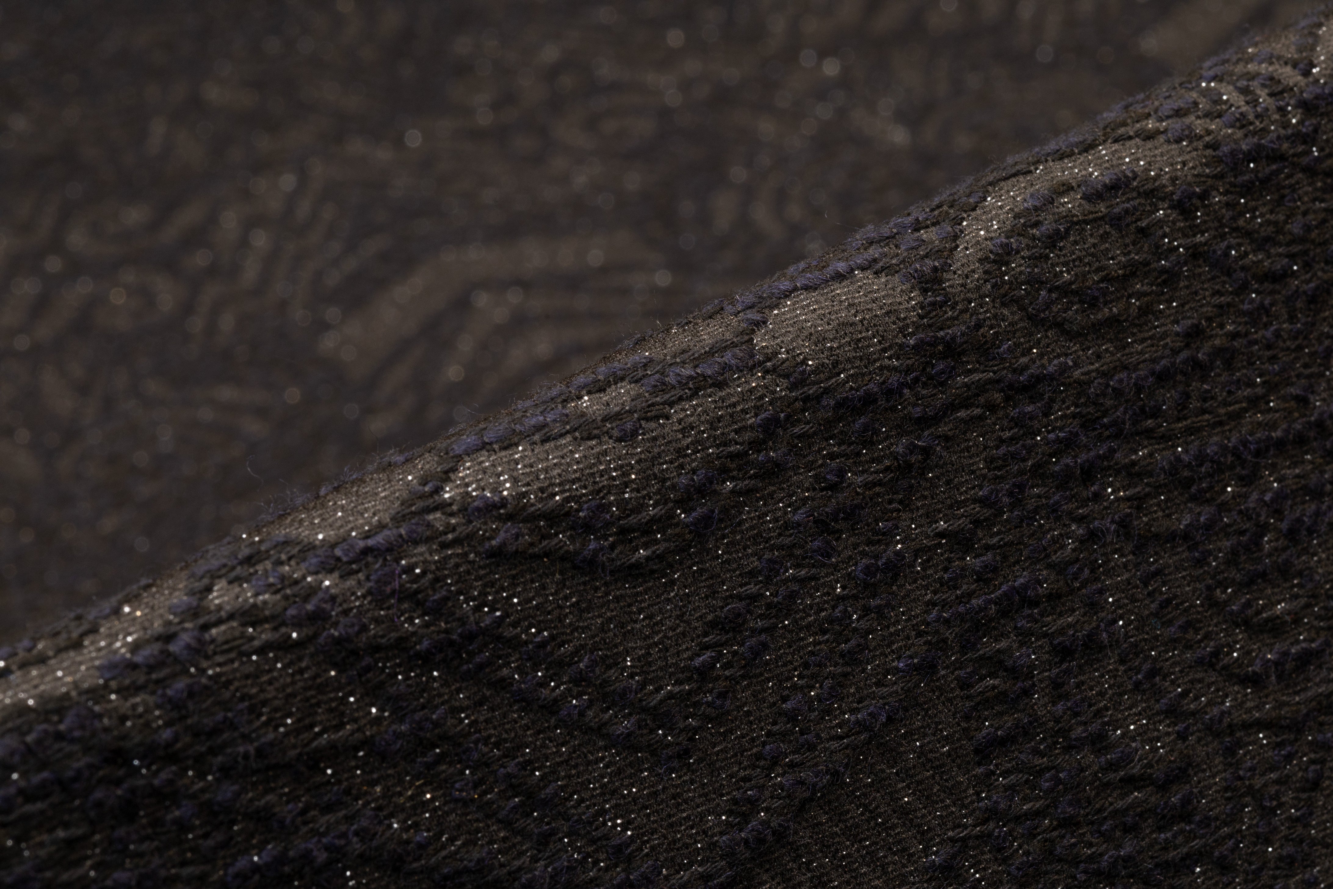 Metallic Italian Brocade - Black / Navy / Silver