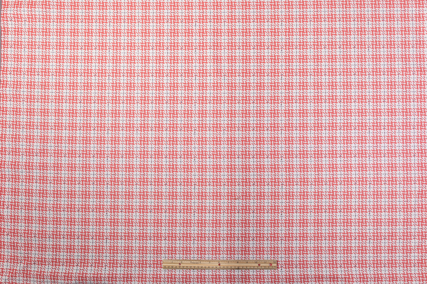 Metallic Houndstooth Cotton Nylon Stretch Brocade - Red / White