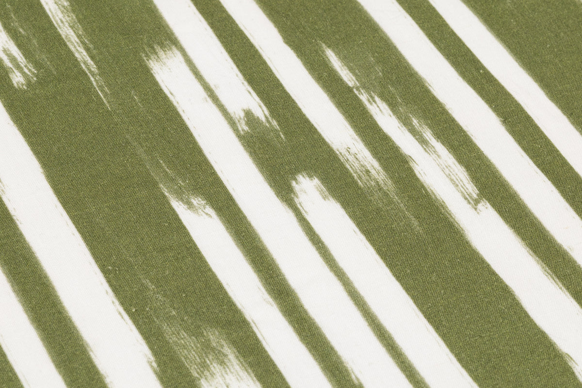 Streaked Italian Viscose Linen Blend - Olive Green / White
