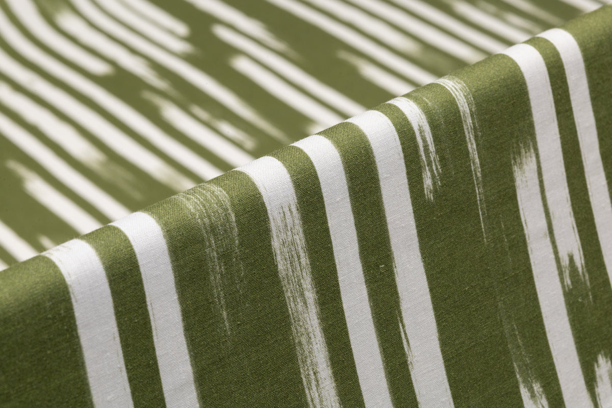 Streaked Italian Viscose Linen Blend - Olive Green / White