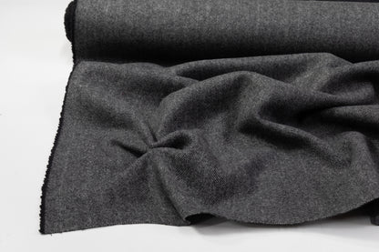 Double Faced Herringbone Cashmere Wool Coating - Charcoal Gray