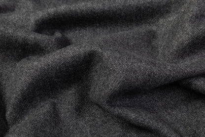 Double Faced Herringbone Cashmere Wool Coating - Charcoal Gray
