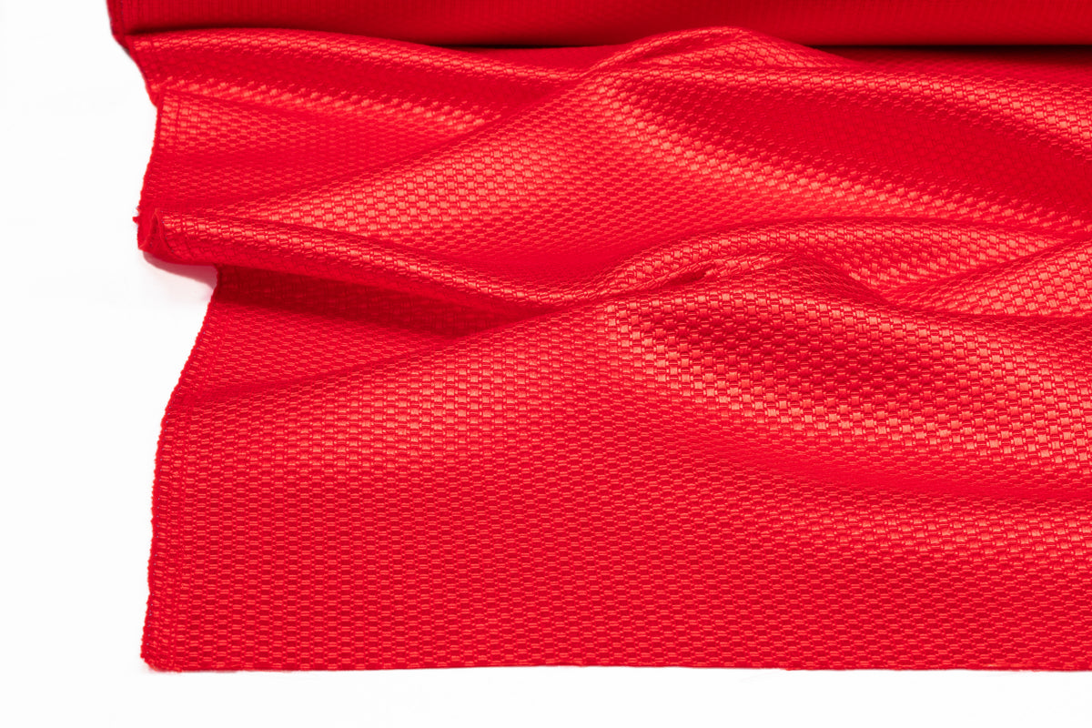 Textured Italian Silk and Wool Brocade - Red