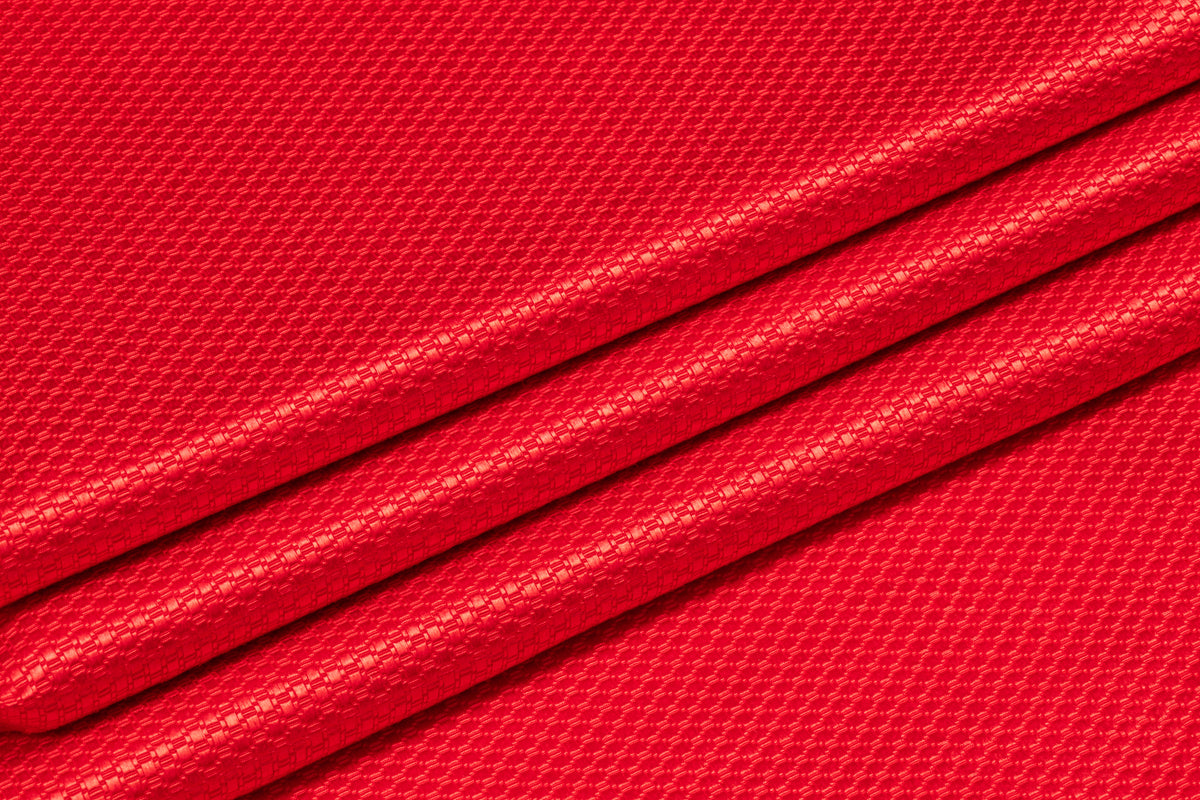 Textured Italian Silk and Wool Brocade - Red