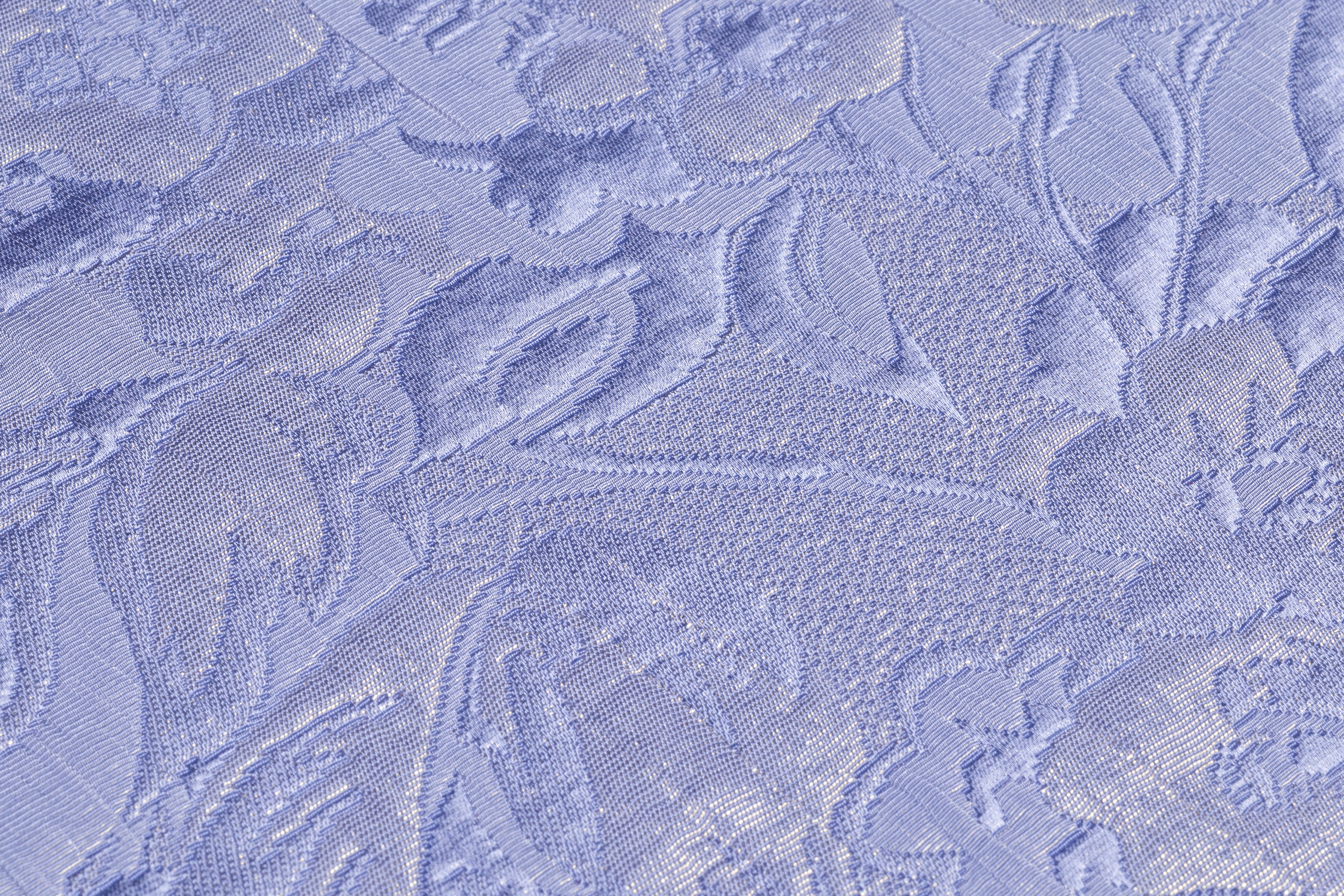 Floral Metallic Italian Matelassé Jacquard - Periwinkle