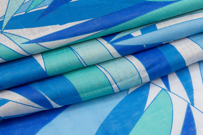 Printed Italian Linen - Blue / Green