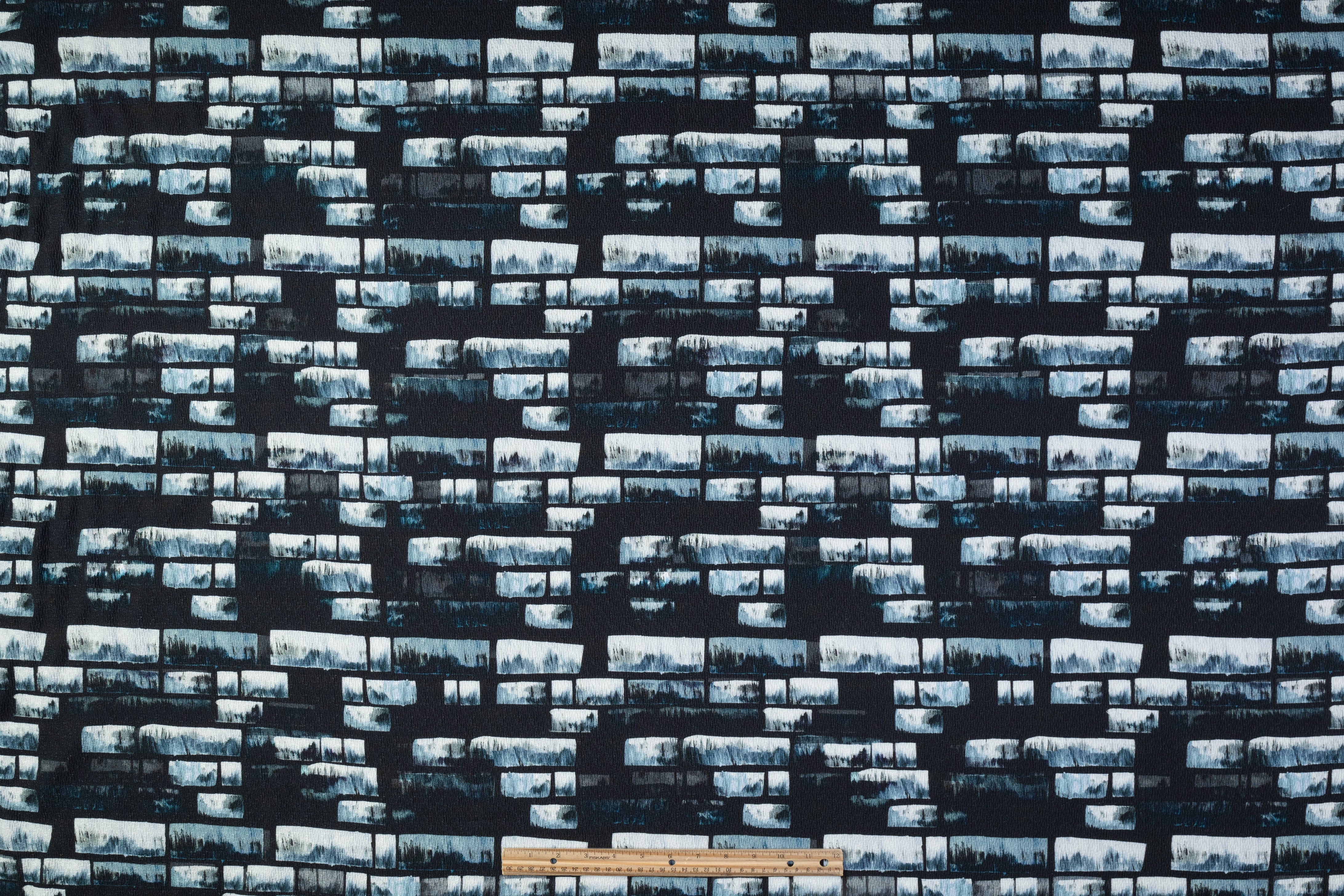 Textured Italian Cotton Viscose Print - Blue