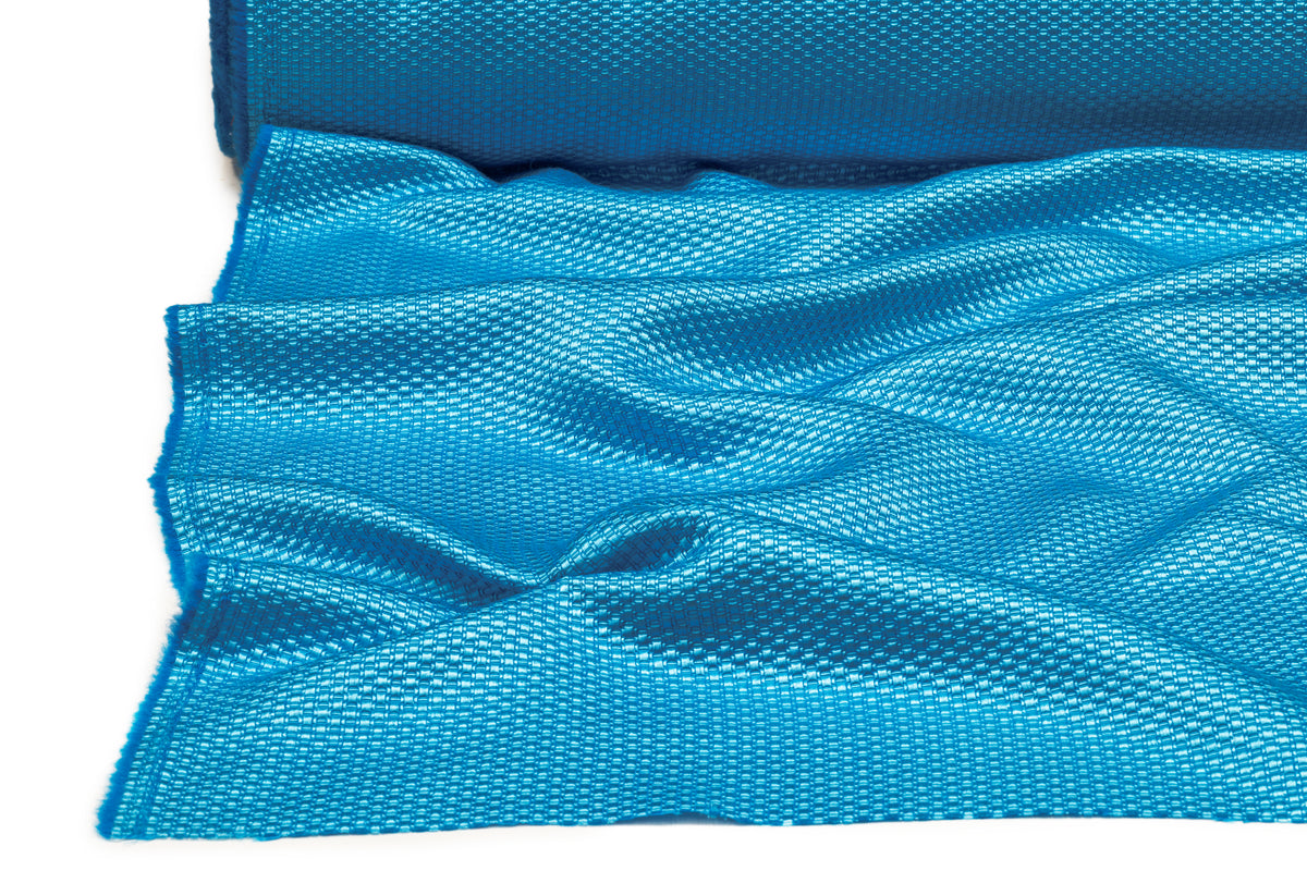 Textured Italian Silk and Wool Brocade - Blue