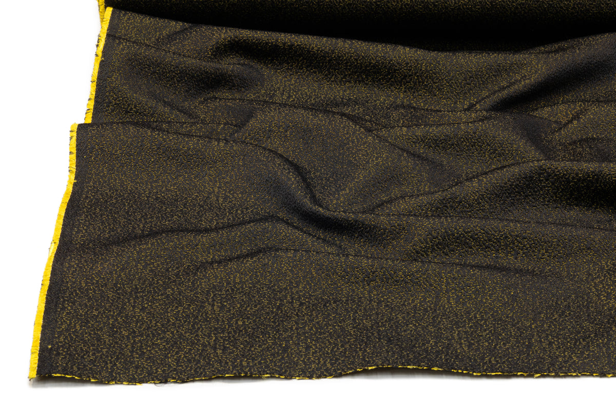 Textured Italian Brocade - Black / Yellow