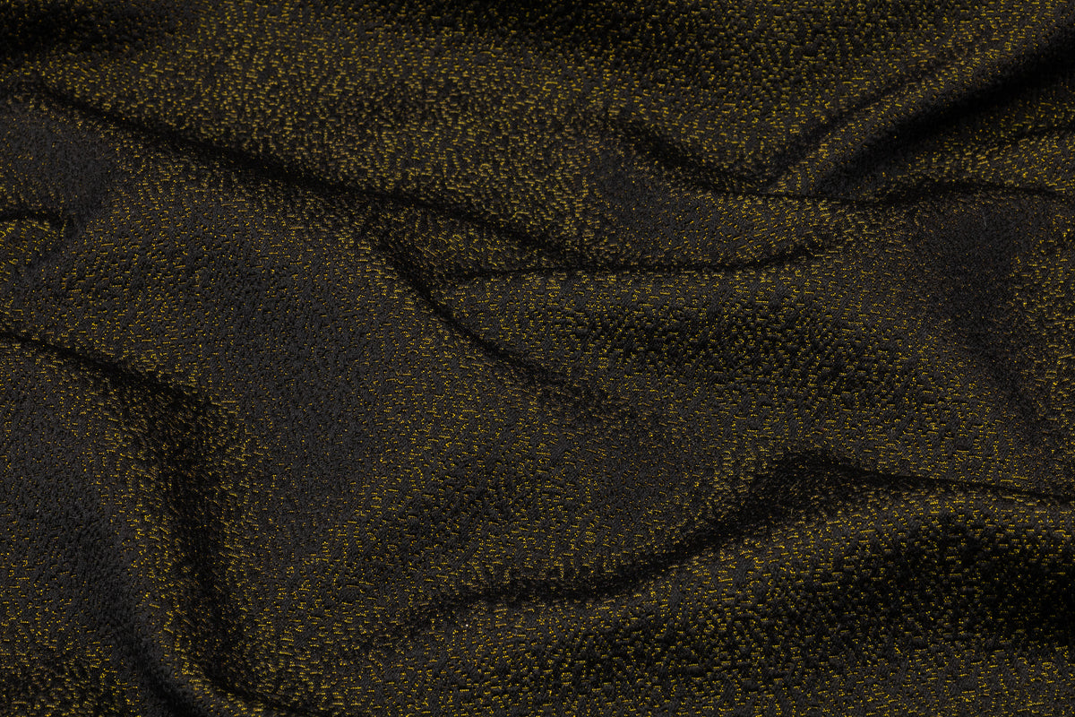 Textured Italian Brocade - Black / Yellow
