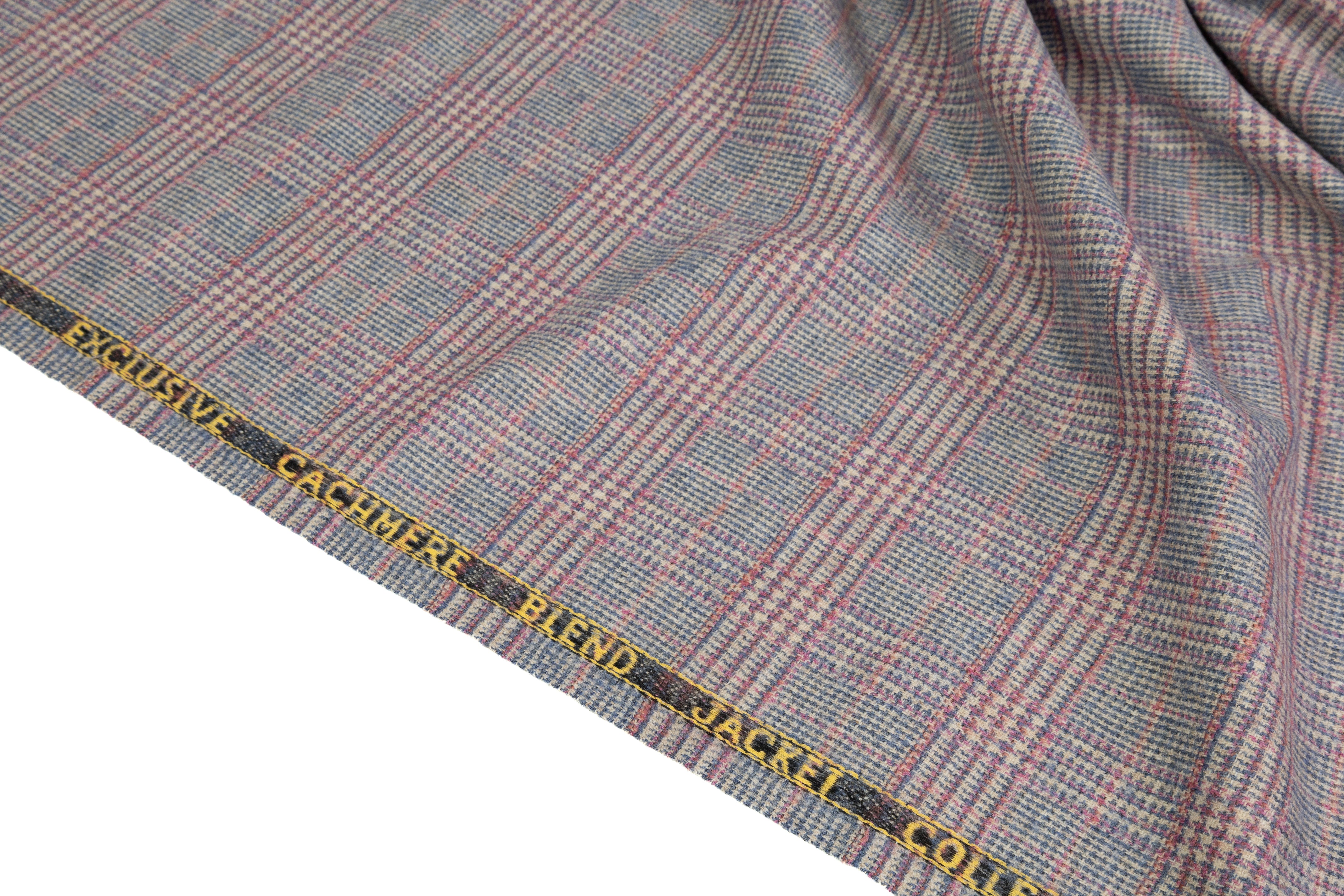 Checked Italian Wool Cashmere Jacketing - Blue / Pink