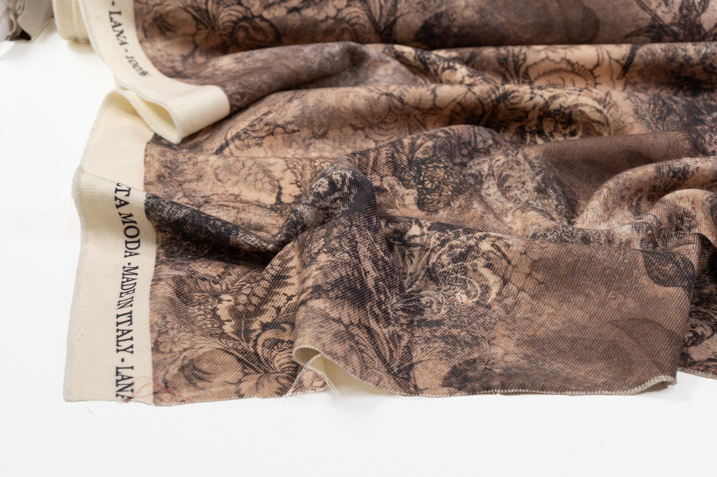 Printed Italian Wool Twill - Brown