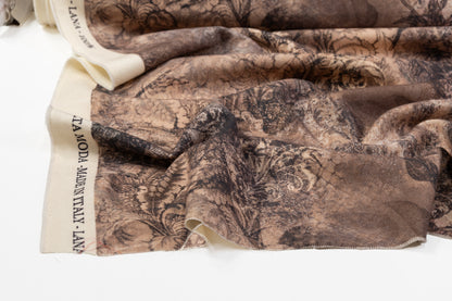 Printed Italian Wool Twill - Brown