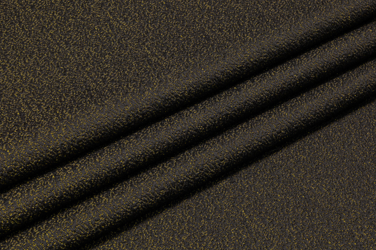 Textured Italian Brocade - Black / Yellow