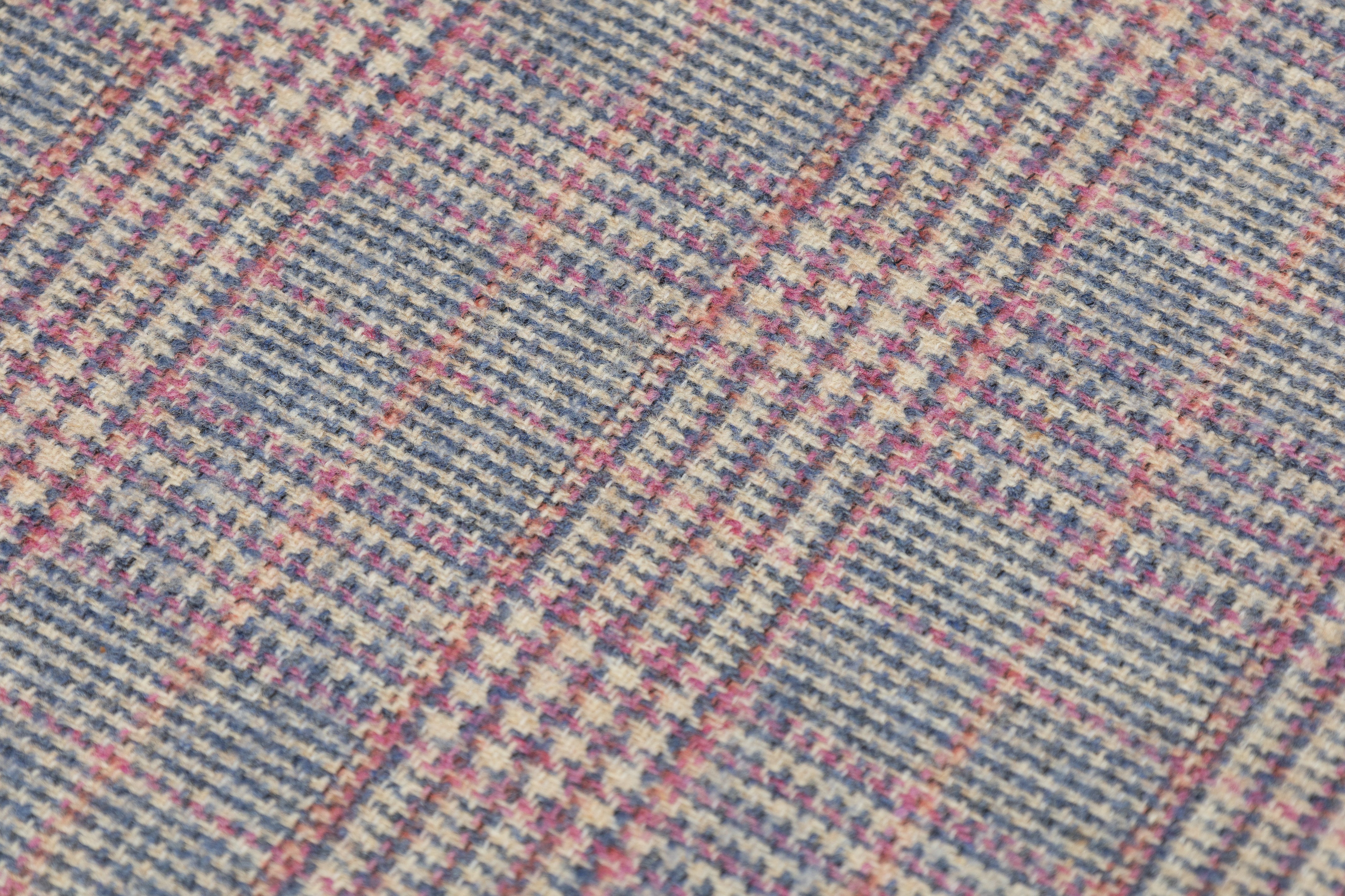 Checked Italian Wool Cashmere Jacketing - Blue / Pink