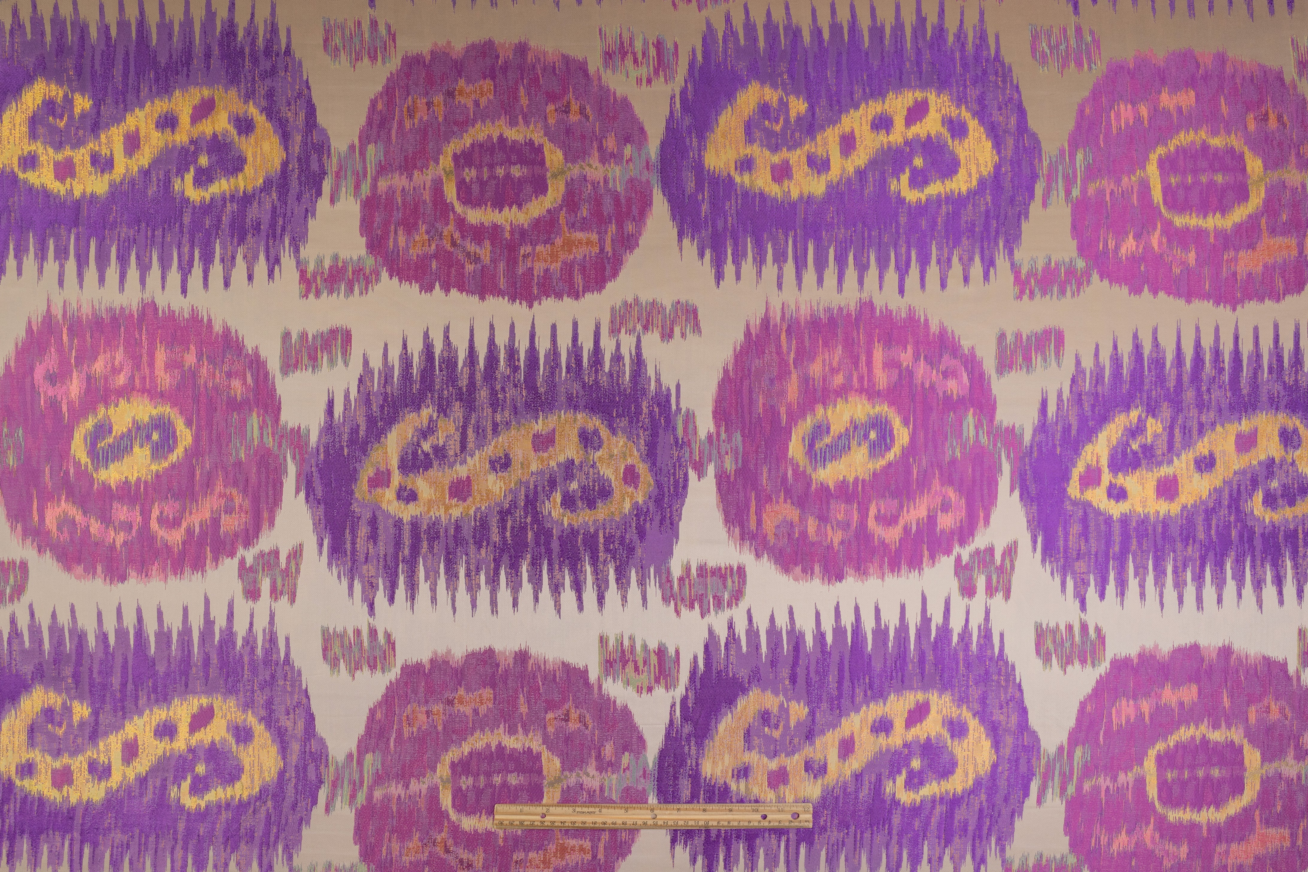 Italian Silk Blend Satin Brocade - Purple / Gold