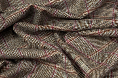 Carnet - Checked Italian Wool Suiting - Brown / Red / Pink