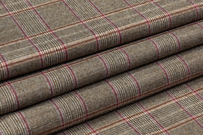 Carnet - Checked Italian Wool Suiting - Brown / Red / Pink